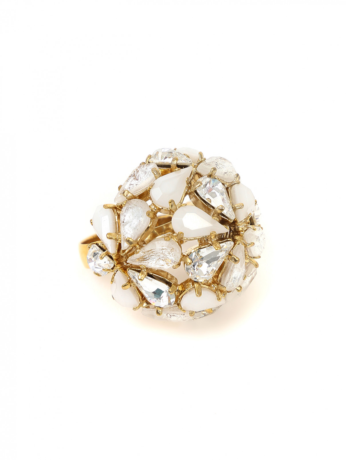 Кольцо с кристаллами Swarovski и камнями Philippe Ferrandis  –  Общий вид  – Цвет:  Белый