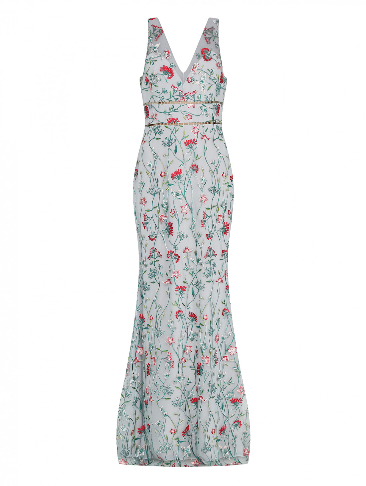Платье-макси с цветочным узором Marchesa  –  Общий вид  – Цвет:  Узор
