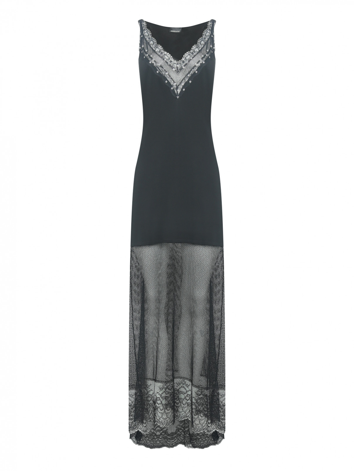 Комбинированное платье с декором Ermanno Ermanno Scervino  –  Общий вид  – Цвет:  Черный