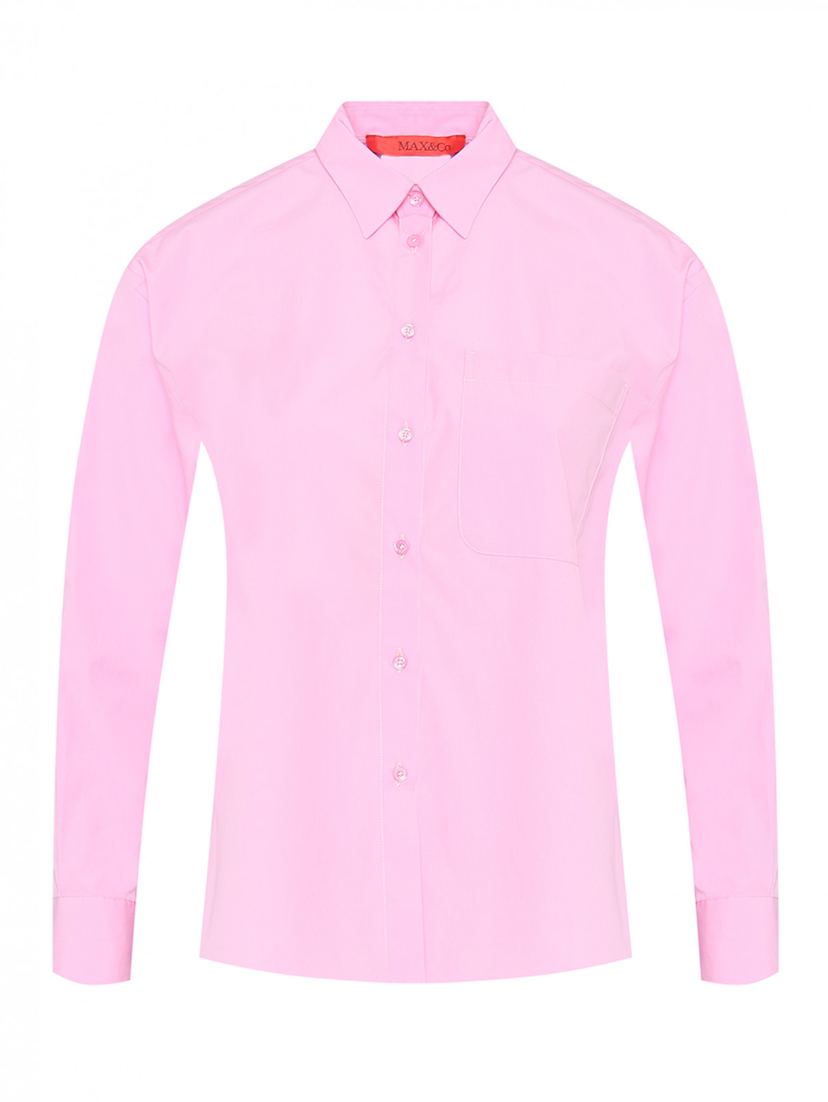 Рубашка однотонная хлопковая Max&Co  –  Общий вид  – Цвет:  Розовый