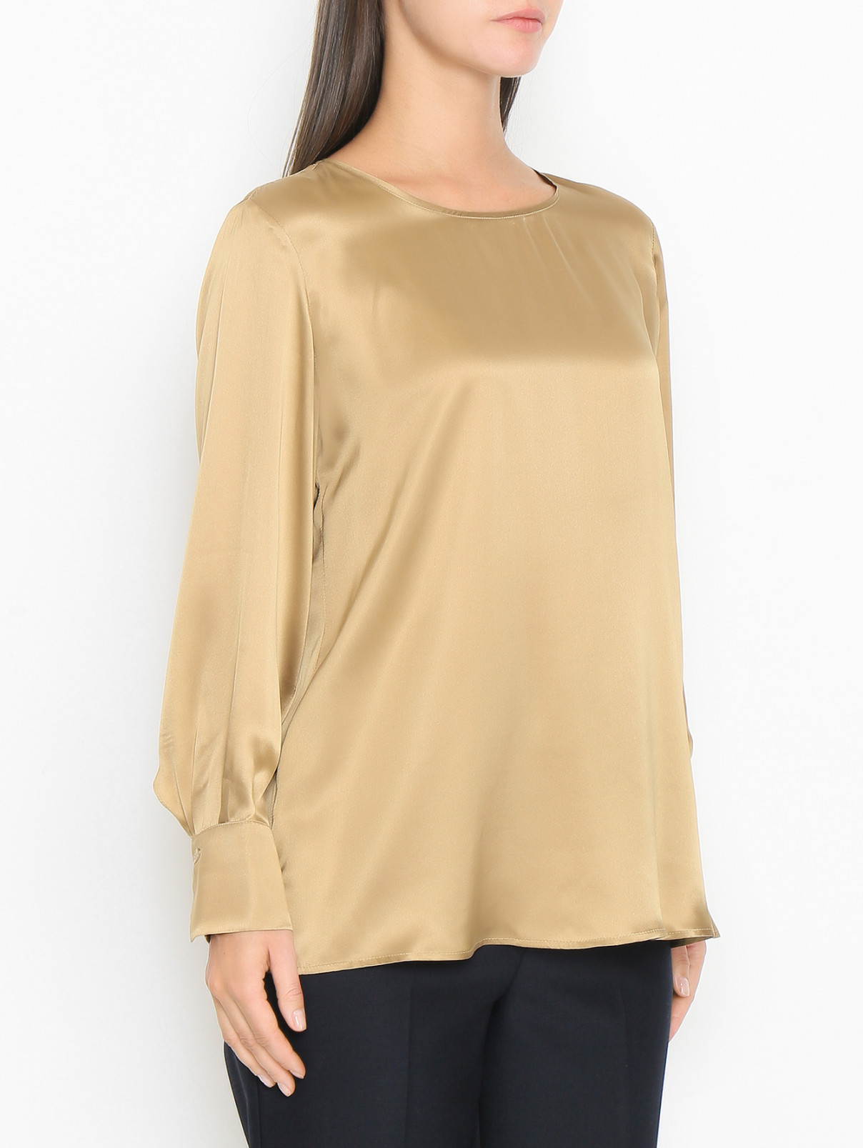Блуза из шелка с длинным рукавом Marina Rinaldi  –  МодельВерхНиз  – Цвет:  Золотой