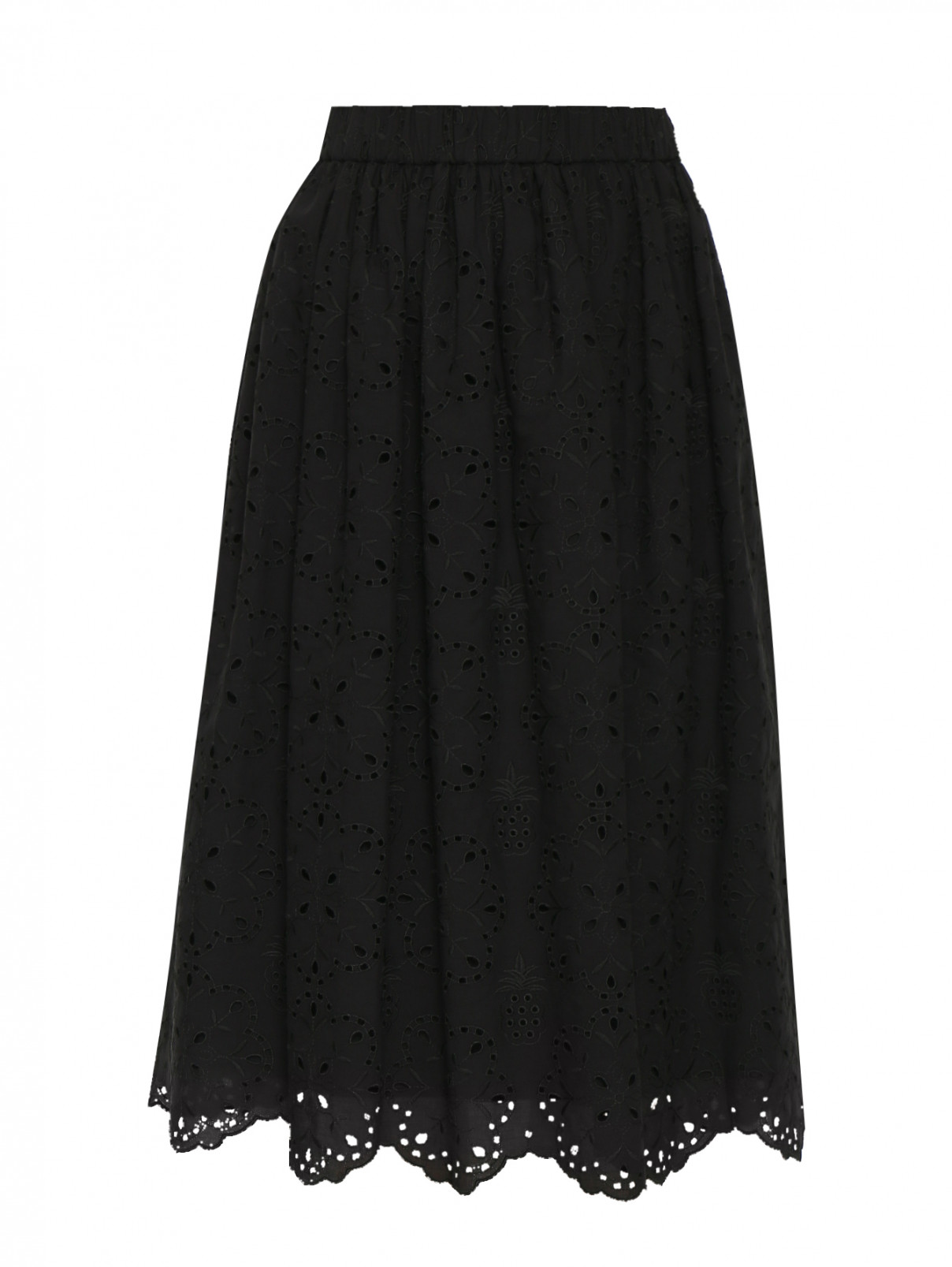 юбка хлопковая, на резинке Vivetta  –  Общий вид  – Цвет:  Черный