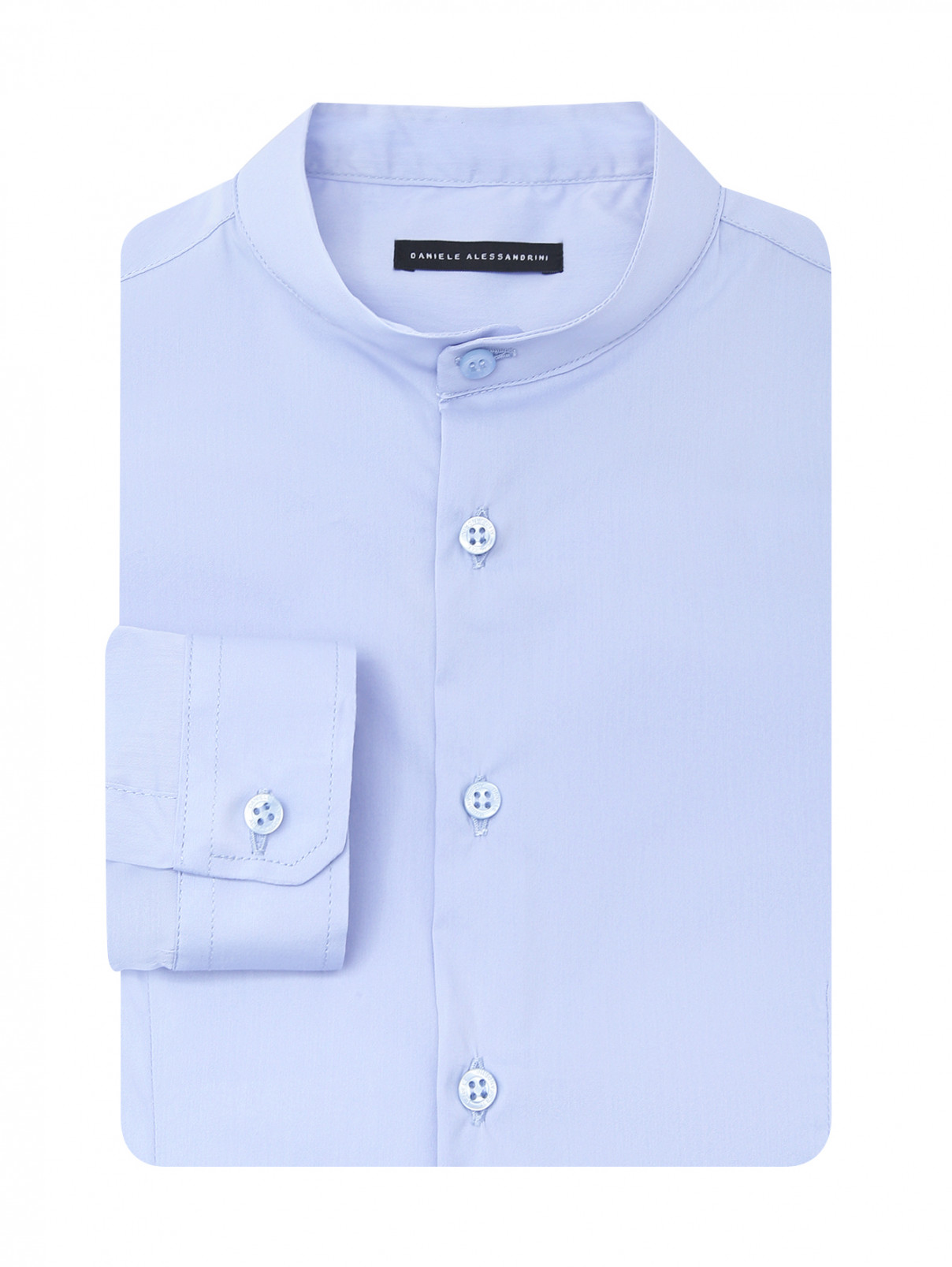 Однотонная рубашка из хлопка Daniele Alessandrini  –  Общий вид  – Цвет:  Синий