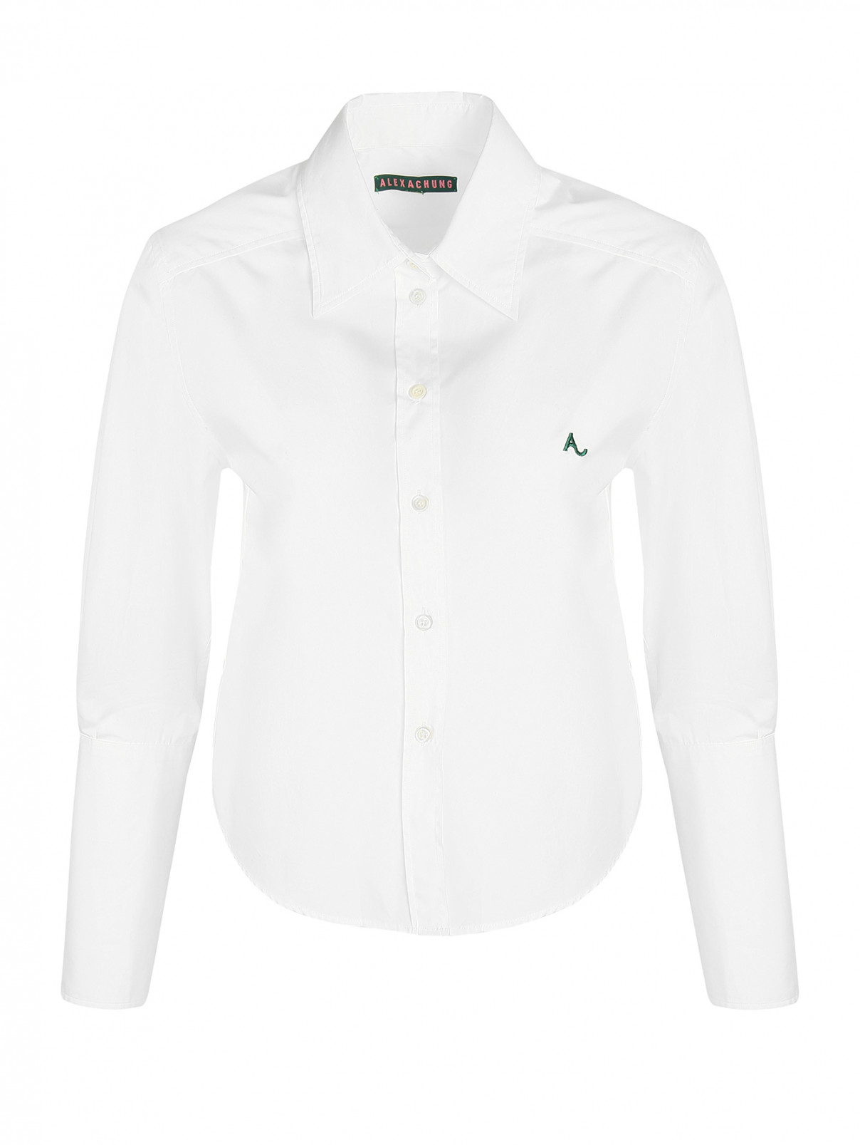 Рубашка из хлопка укороченная Alexachung  –  Общий вид  – Цвет:  Белый