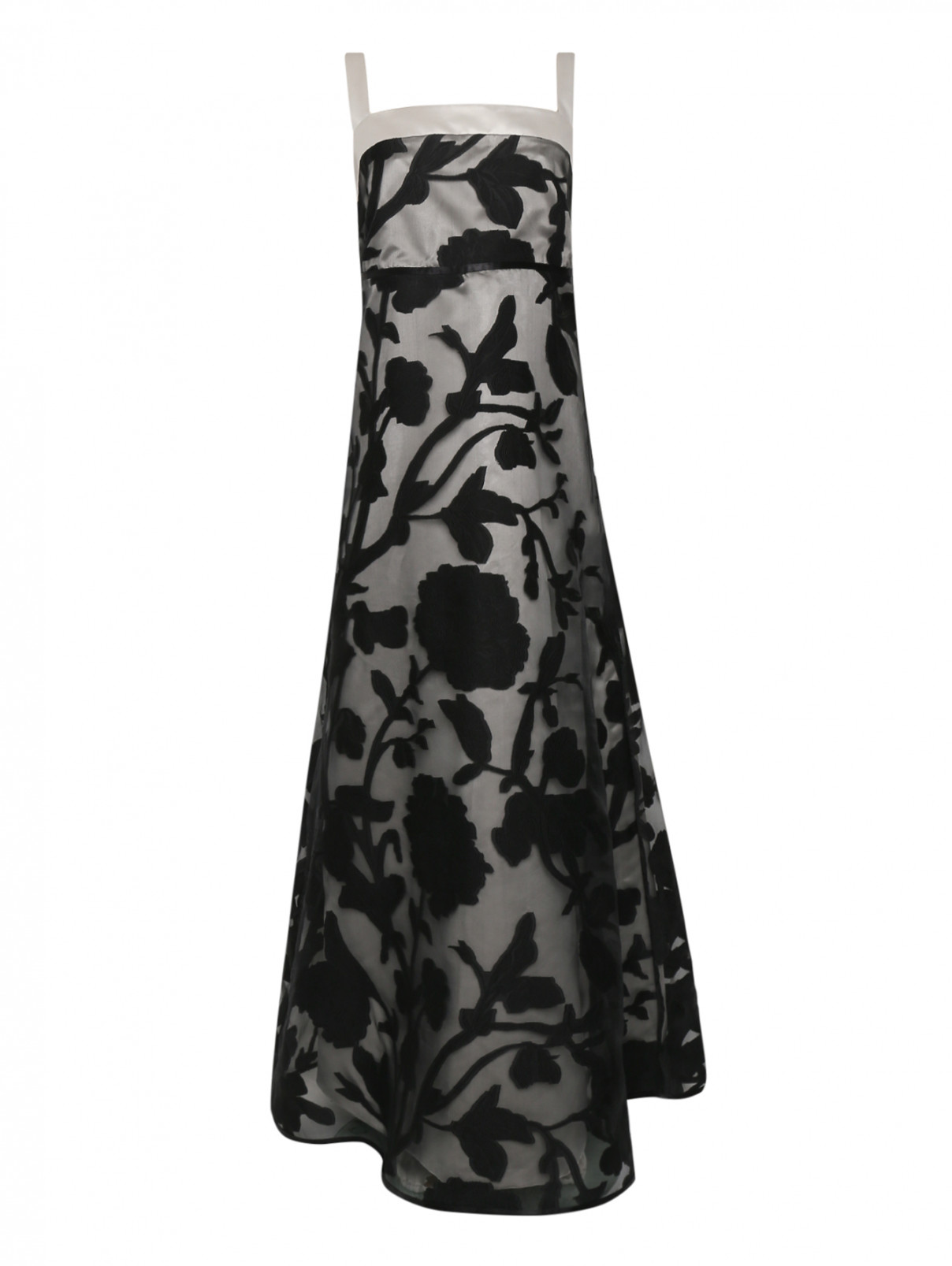 Платье-макси с цветочным узором Marina Rinaldi  –  Общий вид  – Цвет:  Черный