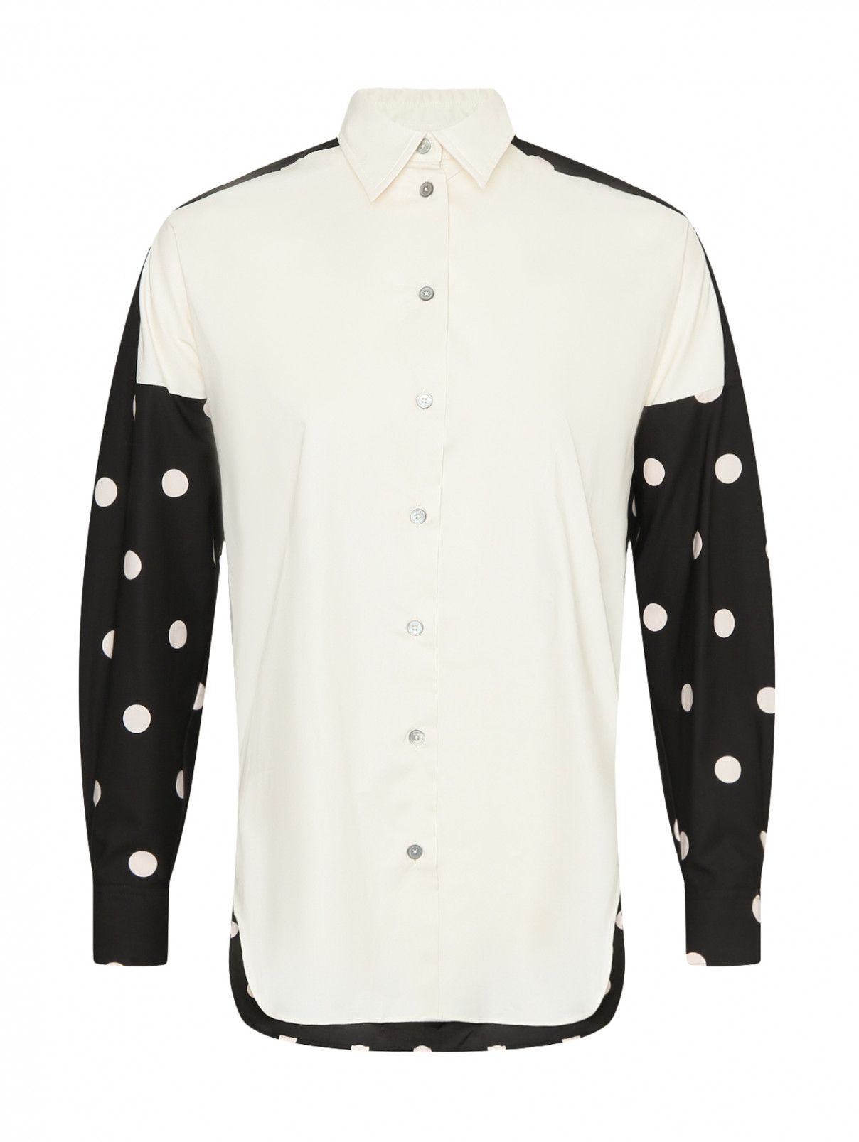Рубашка из смесового хлопка в горошек Paul Smith  –  Общий вид  – Цвет:  Белый
