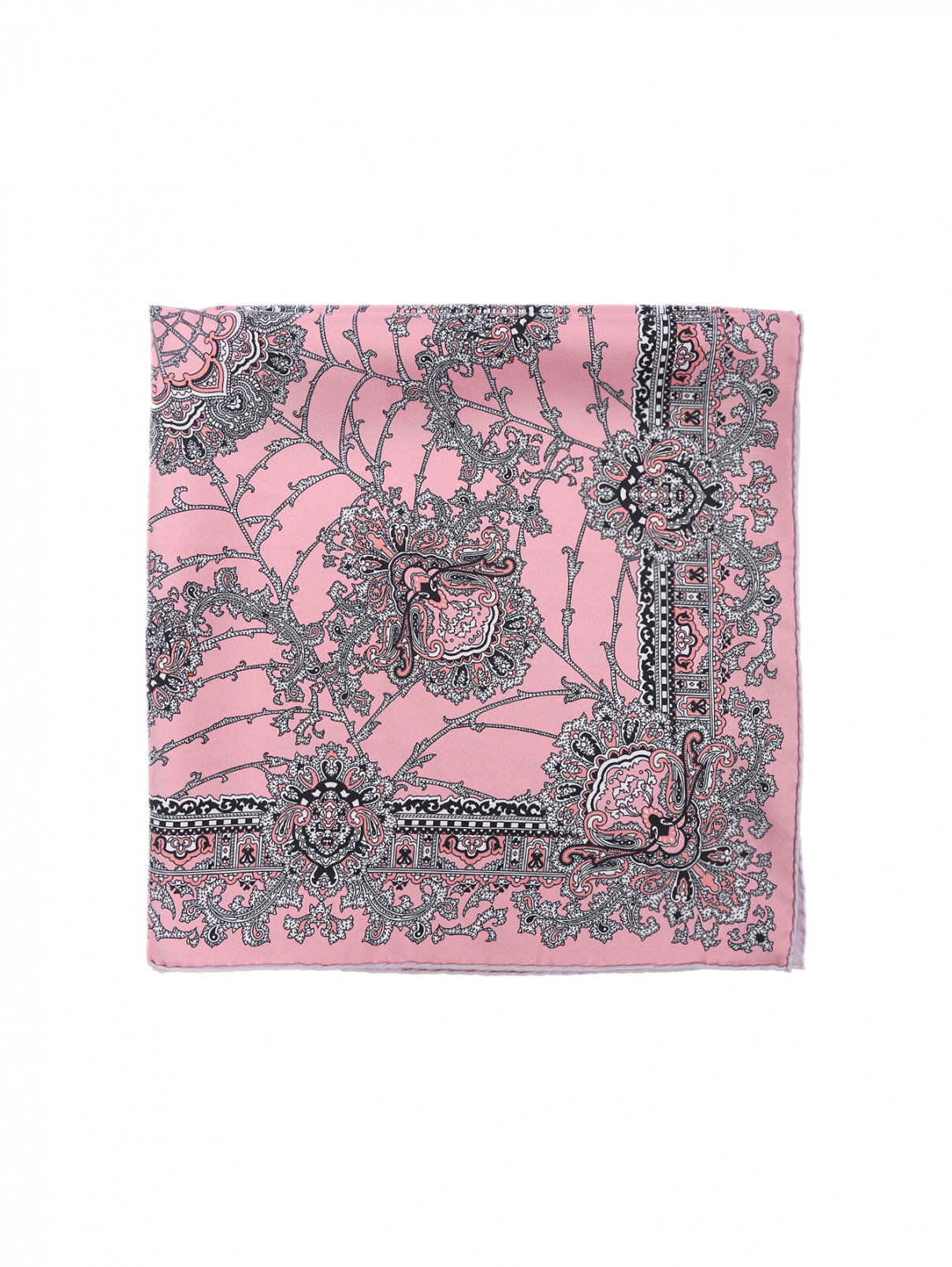 Платок из шелка с узором Etro  –  Общий вид  – Цвет:  Розовый