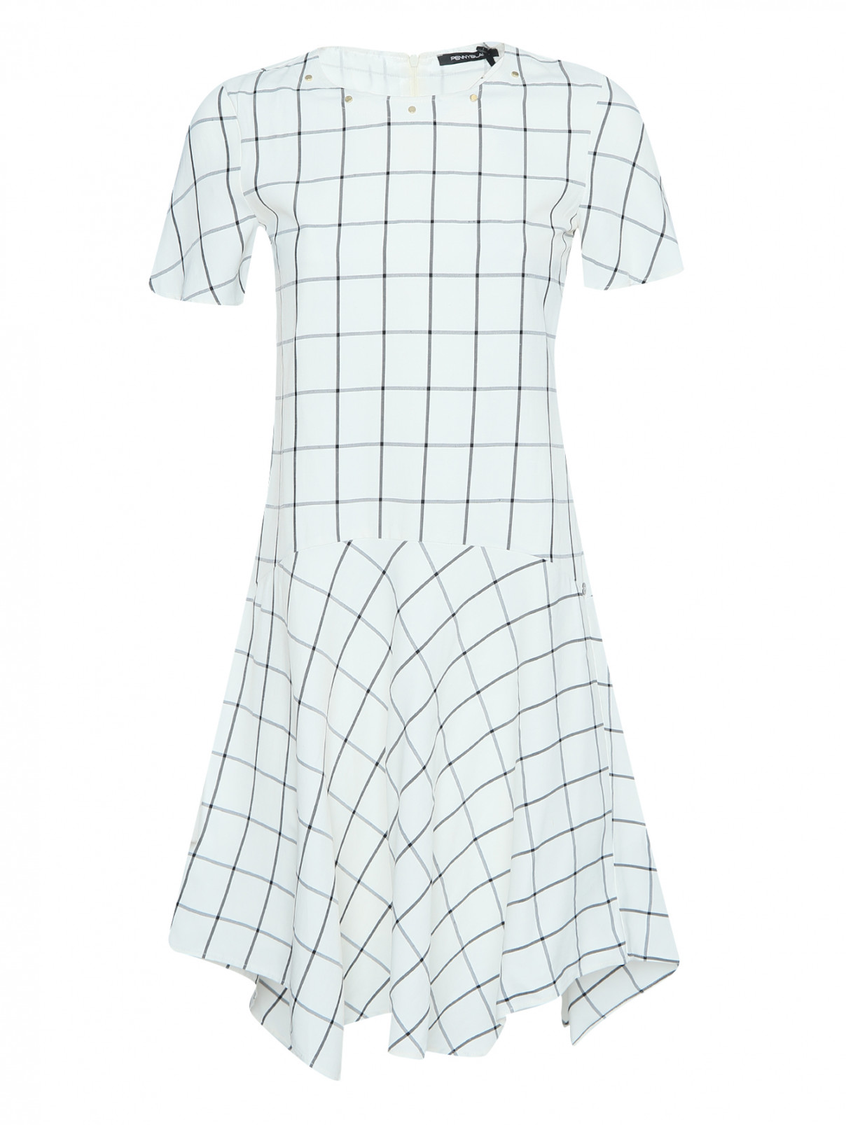 Платье свободного кроя с узором клетка PennyBlack  –  Общий вид  – Цвет:  Белый