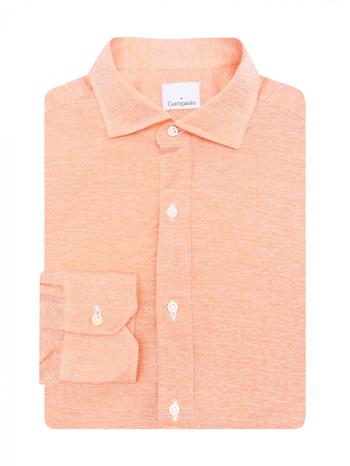 Рубашка из хлопка с узором Giampaolo  –  Общий вид  – Цвет:  Оранжевый