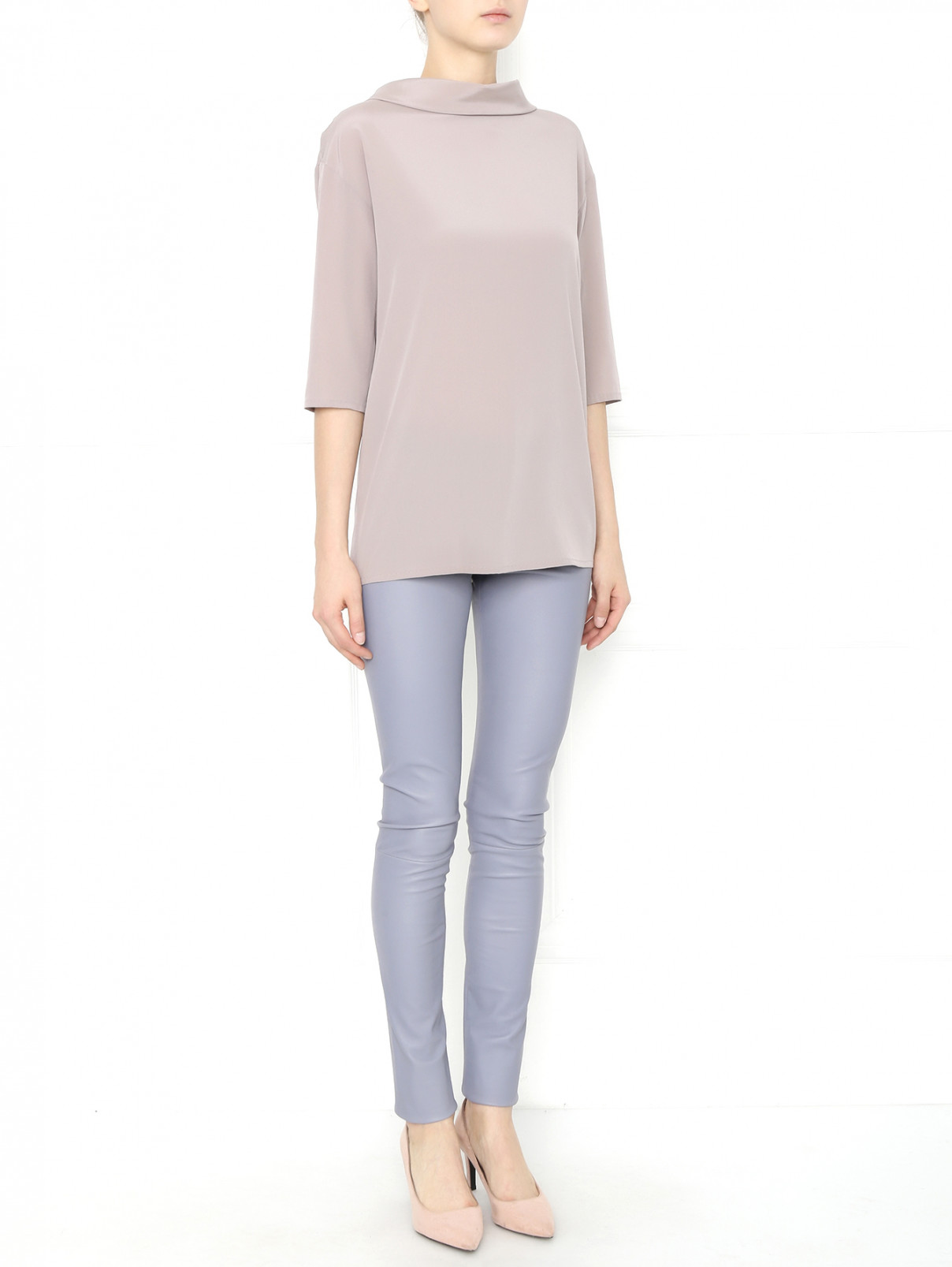 Блуза из шелка с эластаном Les Copains  –  Модель Общий вид  – Цвет:  Бежевый