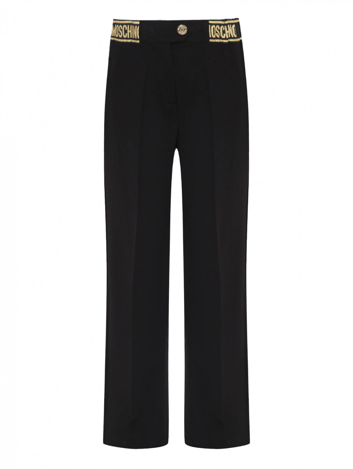 Трикотажные брюки со стрелками Moschino Kid  –  Общий вид  – Цвет:  Черный