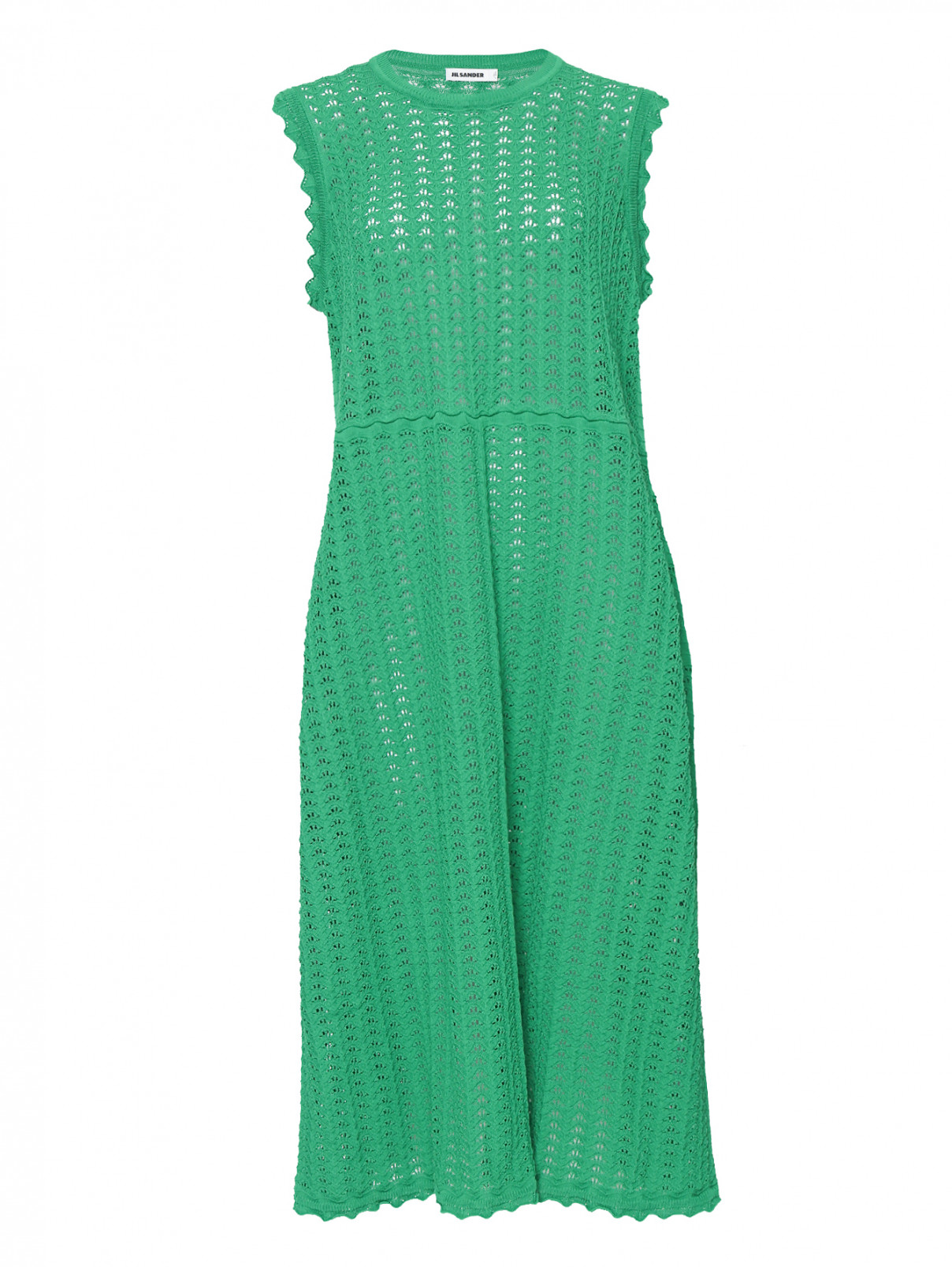 Платье из хлопка свободного кроя без рукавов Jil Sander  –  Общий вид  – Цвет:  Зеленый