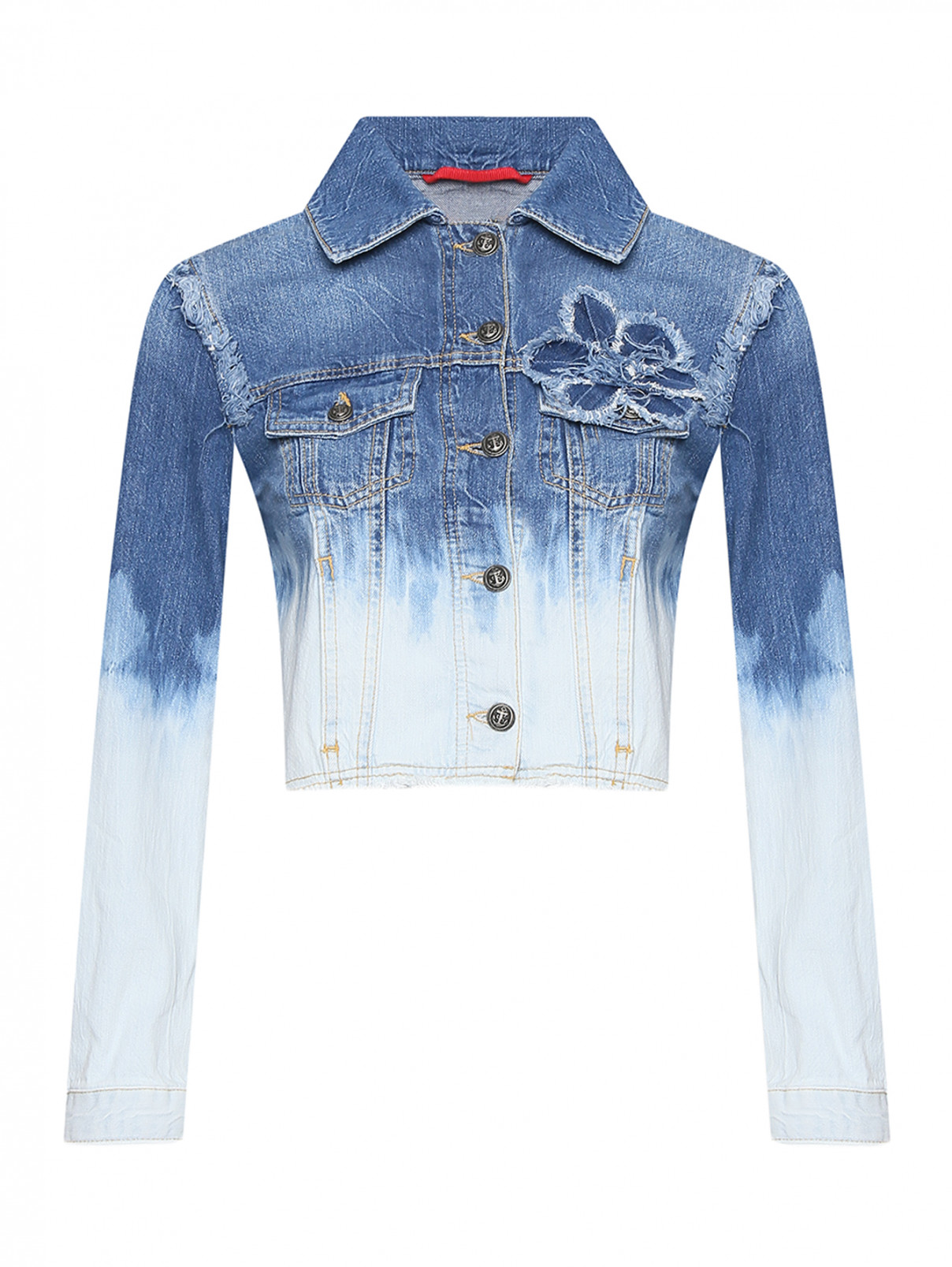 Куртка из денима с бахромой Max&Co  –  Общий вид  – Цвет:  Синий