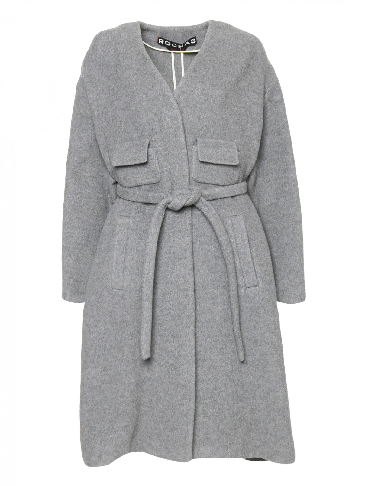 Пальто из смешанного кашемира свободного кроя Rochas  –  Общий вид  – Цвет:  Серый