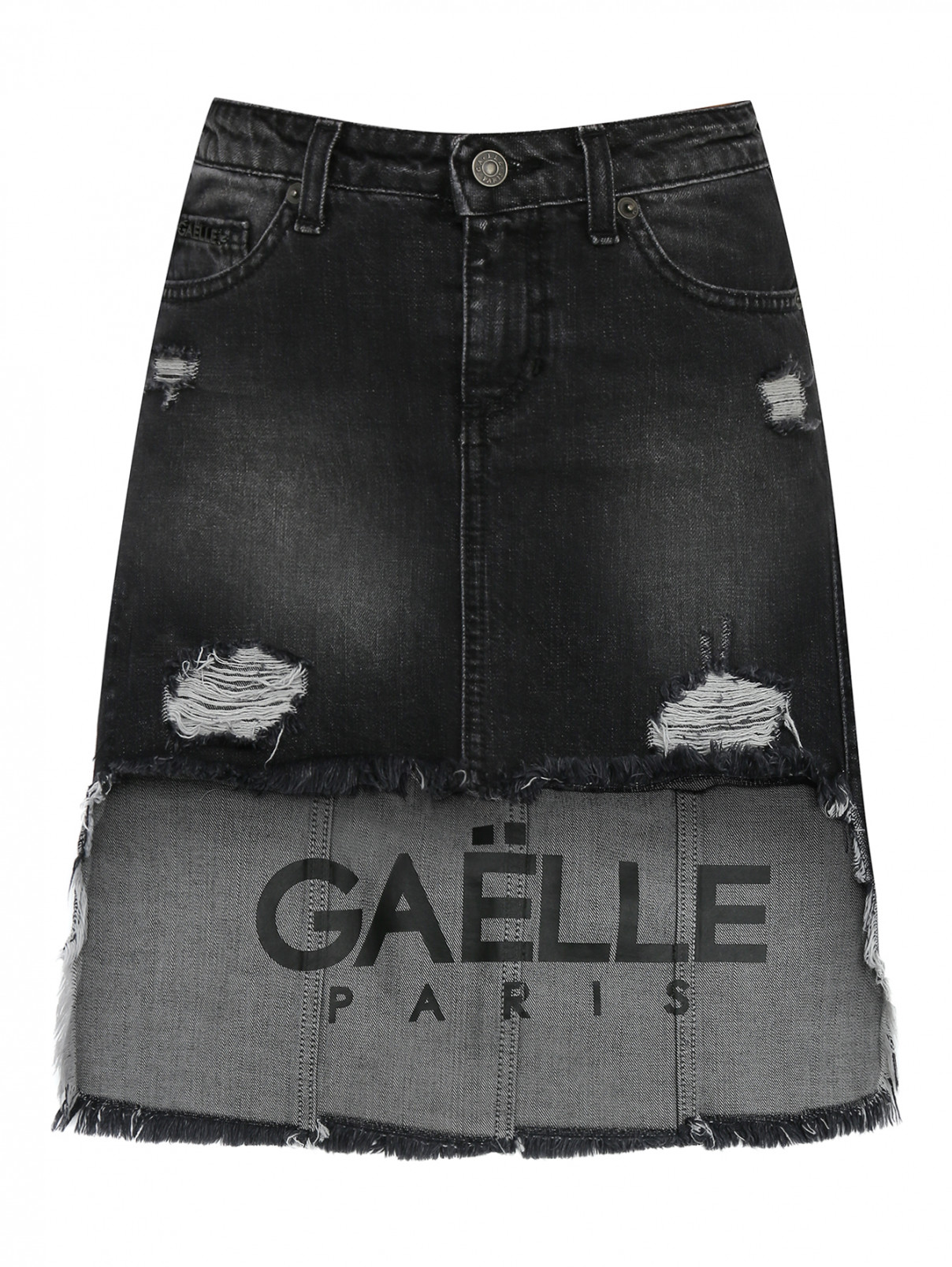 Джинсовая юбка с асимметричным низом Gaelle  –  Общий вид  – Цвет:  Серый