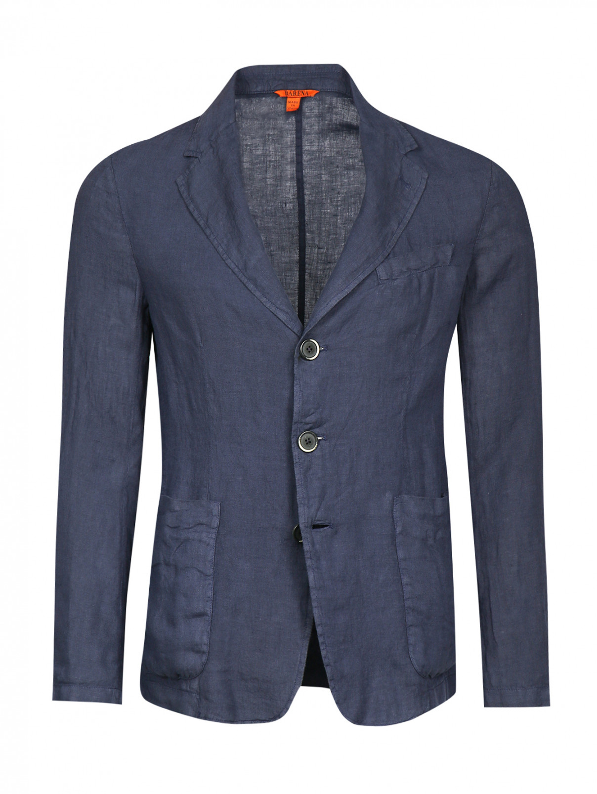 Пиджак однобортный из льна Barena  –  Общий вид  – Цвет:  Синий