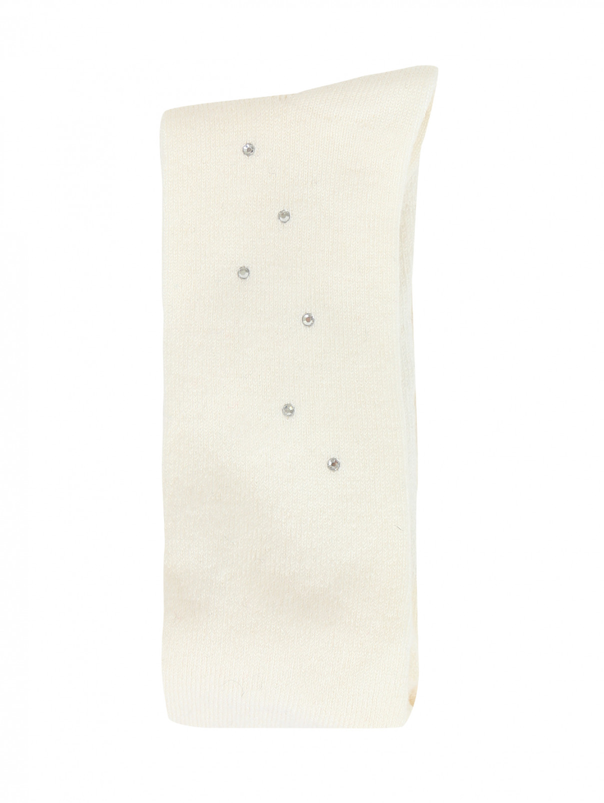 Колготки из кашемира и шелка декорированные стразами Story Loris  –  Общий вид  – Цвет:  Белый
