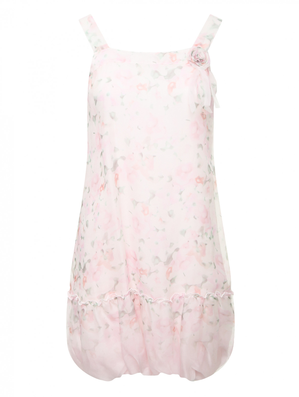 Платье шелковое с цветочным узором Ermanno Scervino  –  Общий вид  – Цвет:  Розовый
