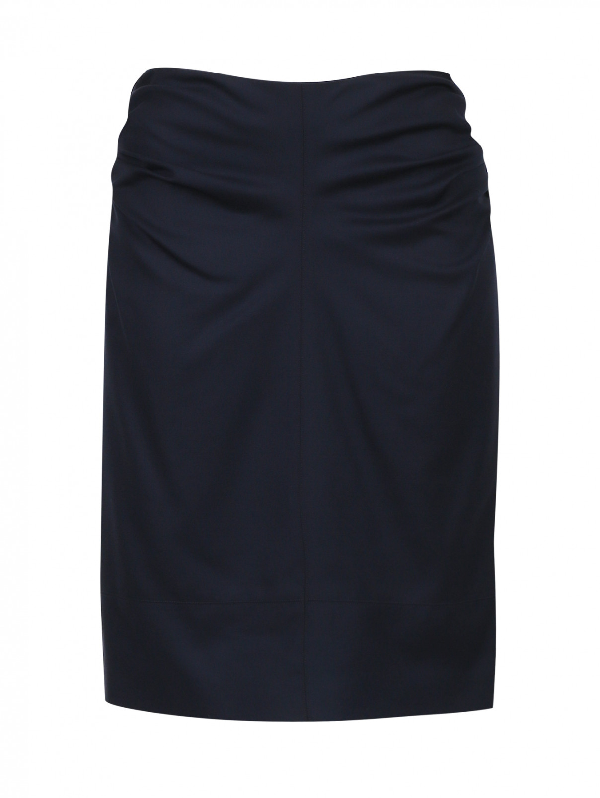 Шерстяная юбка-карандаш Anne Valerie Hash  –  Общий вид  – Цвет:  Синий
