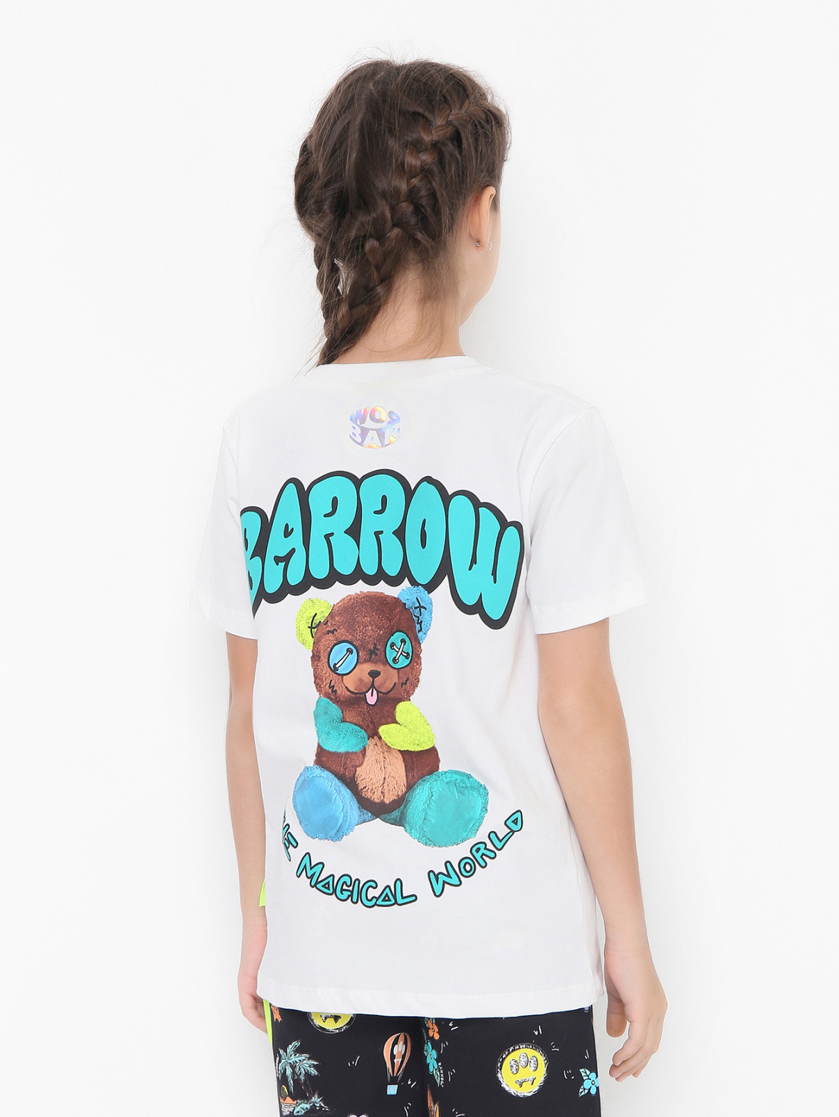 Хлопковая футболка с принтом Barrow Kids  –  МодельВерхНиз1  – Цвет:  Белый