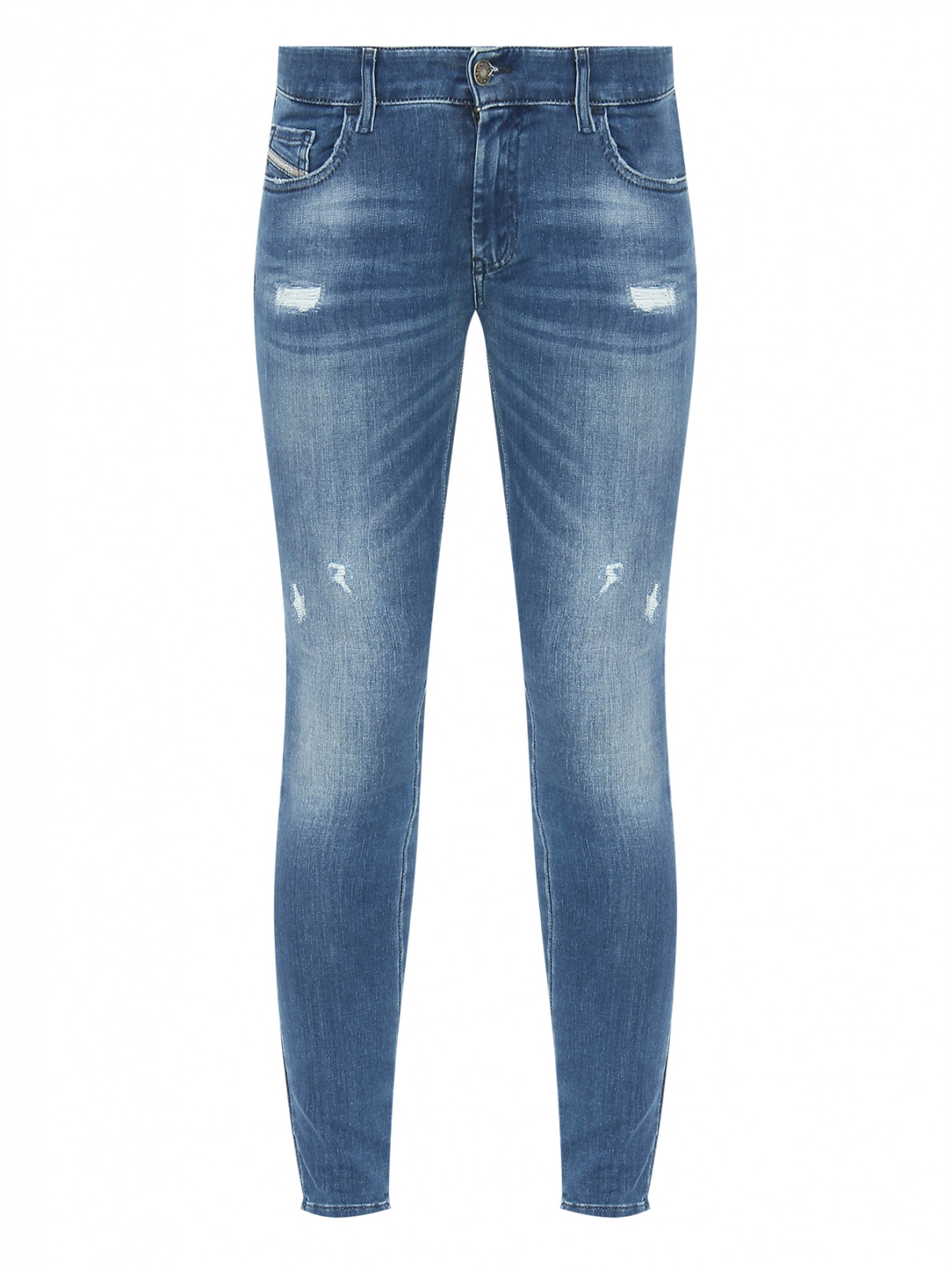 Зауженные джинсы с разрезами Diesel  –  Общий вид  – Цвет:  Синий