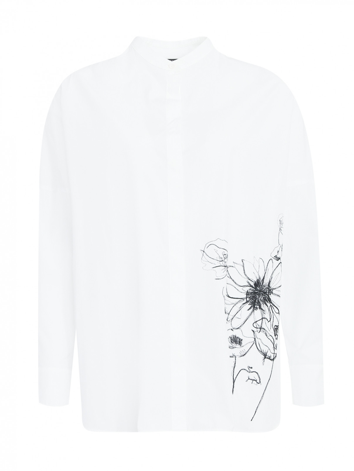 Рубашка из хлопка с декоративной аппликацией Weekend Max Mara  –  Общий вид  – Цвет:  Белый