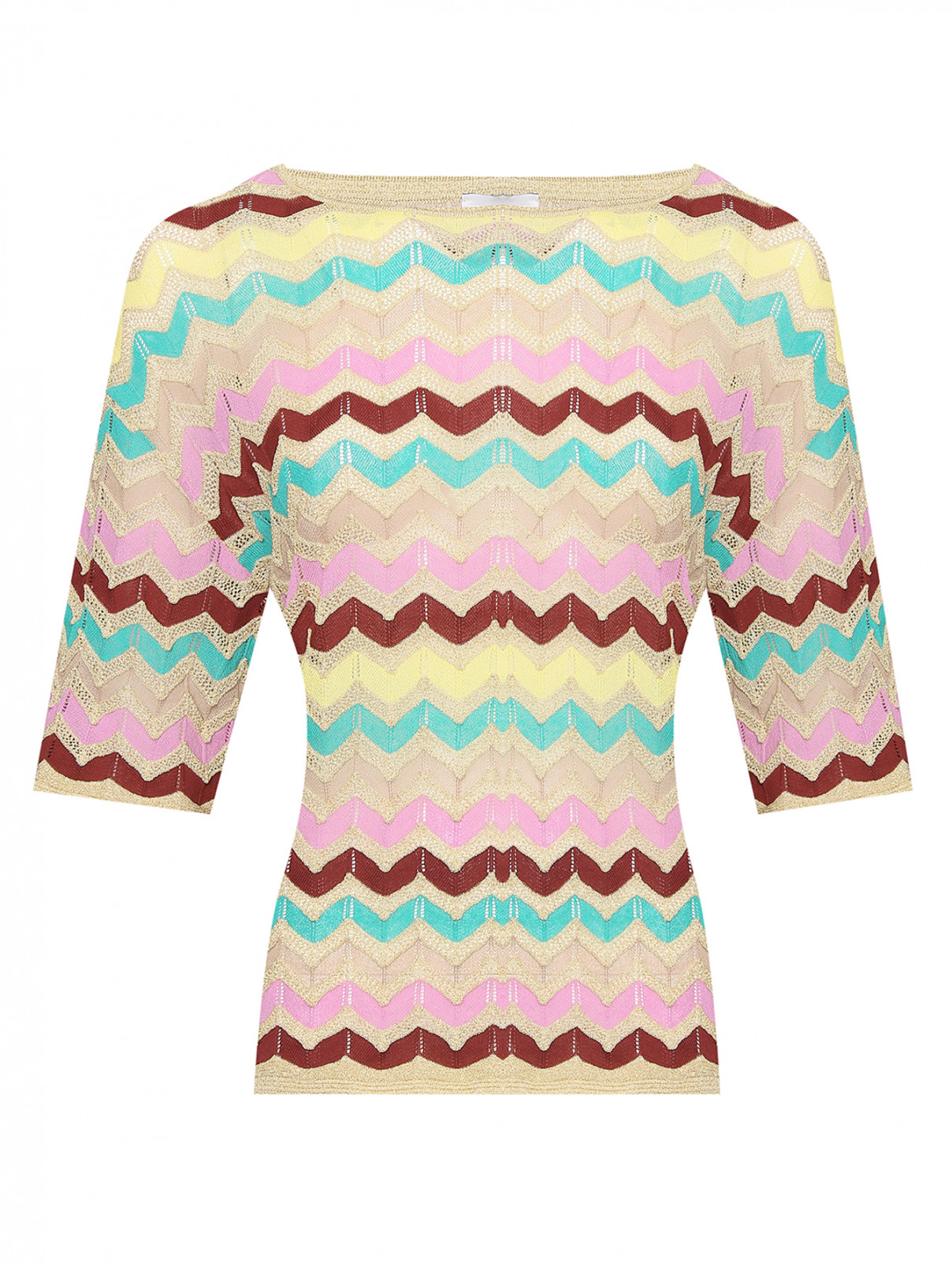 Блуза из смешанного хлопка с коротким рукавом M Missoni  –  Общий вид  – Цвет:  Мультиколор