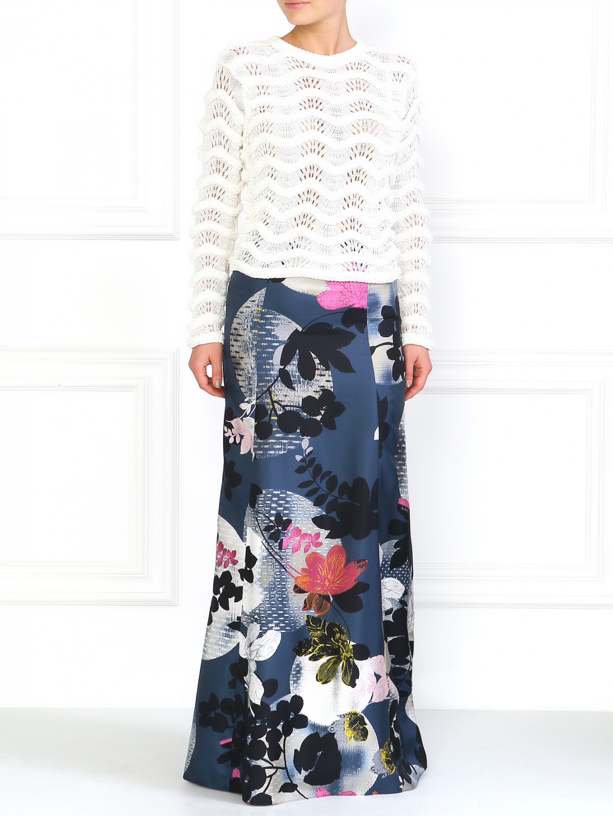 Макси-юбка из шелка с цветочным принтом Iceberg  –  Модель Общий вид  – Цвет:  Узор