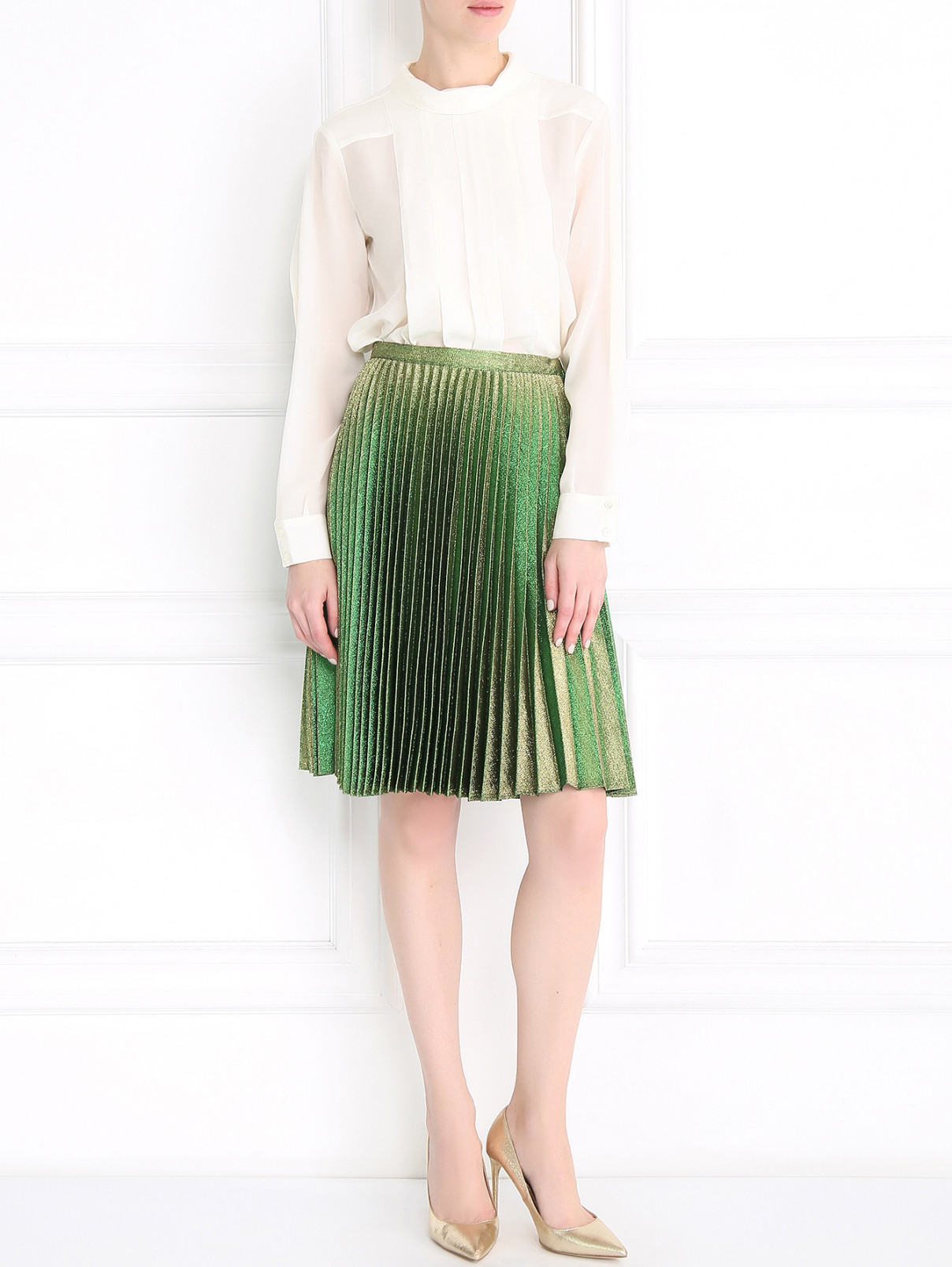 Плиссированная юбка Manoush  –  Модель Общий вид  – Цвет:  Зеленый