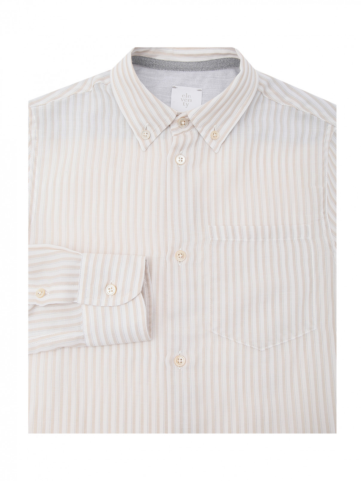 Хлопковая рубашка в полоску Eleventy  –  Общий вид  – Цвет:  Узор