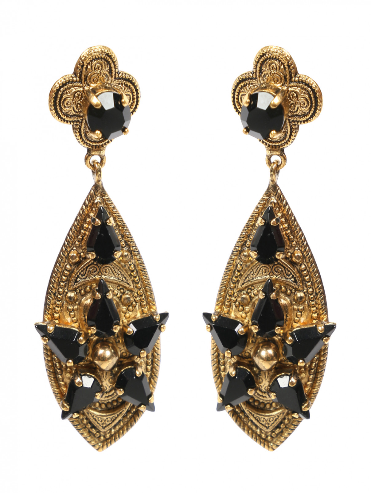 Серьги из металла декорированные кристаллами Thot Gioielli  –  Общий вид  – Цвет:  Черный