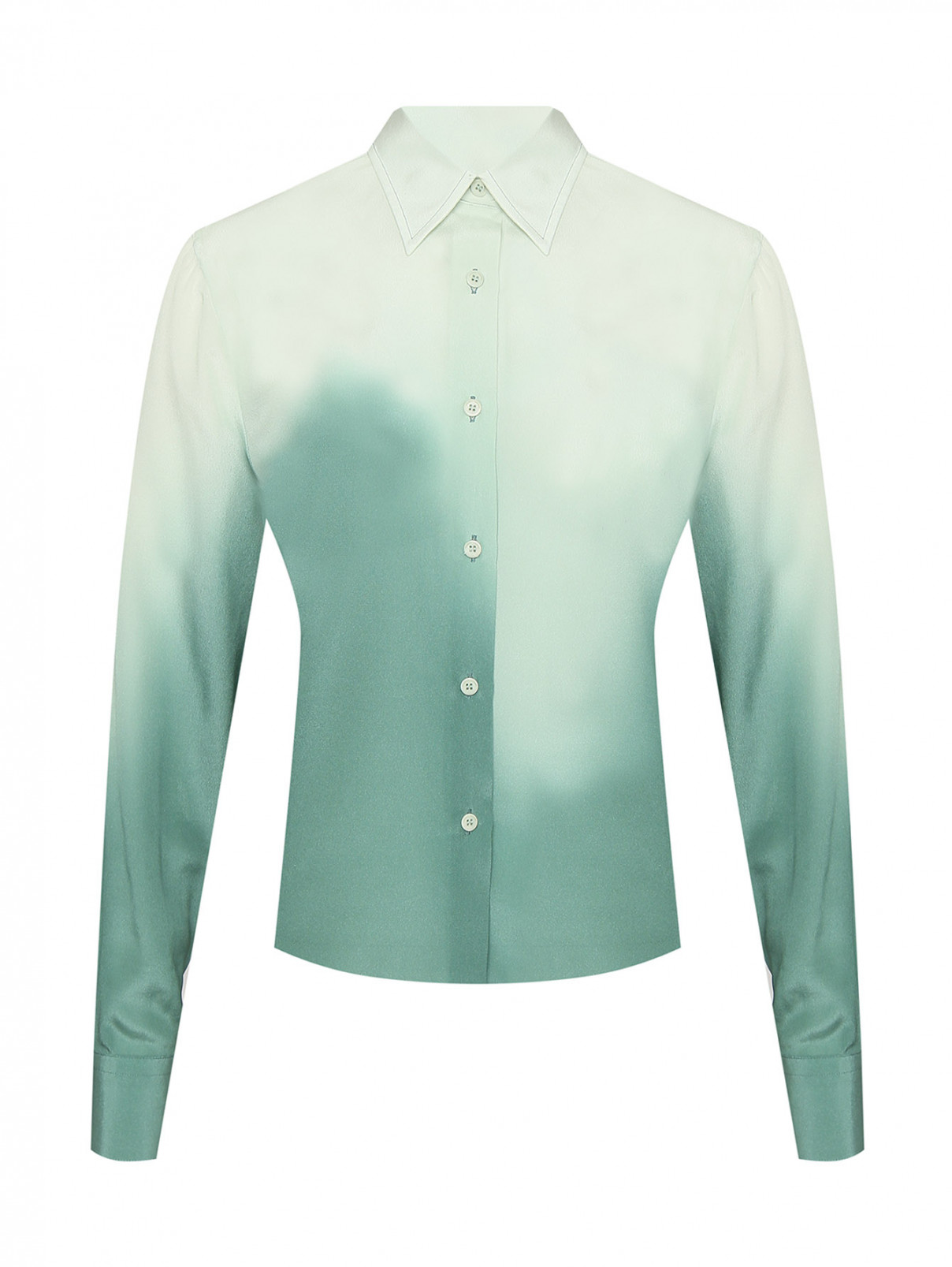 Блуза из шелка на пуговицах Ermanno Scervino  –  Общий вид  – Цвет:  Зеленый