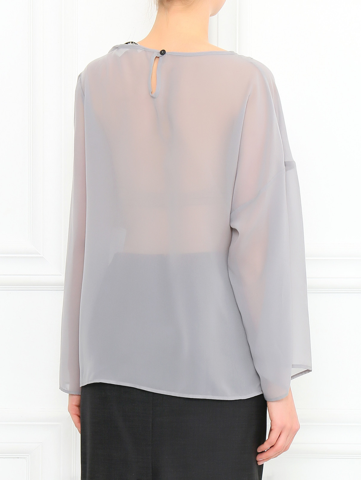 Блуза свободного кроя с драпировкой Anne Valerie Hash  –  Модель Верх-Низ1  – Цвет:  Серый