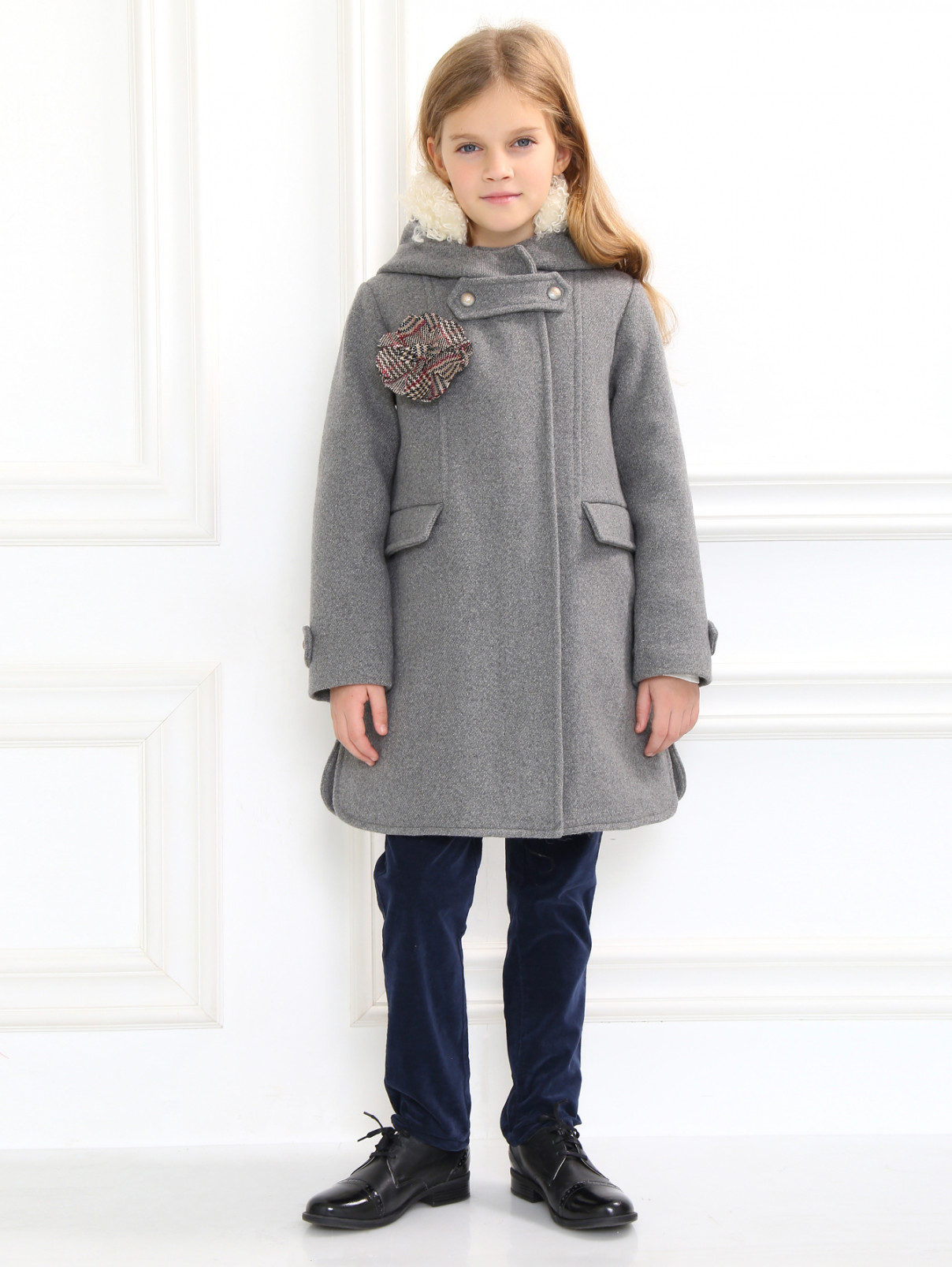 Брошь из шерсти в виде цветка Ermanno Scervino Junior  –  Модель Общий вид  – Цвет:  Узор