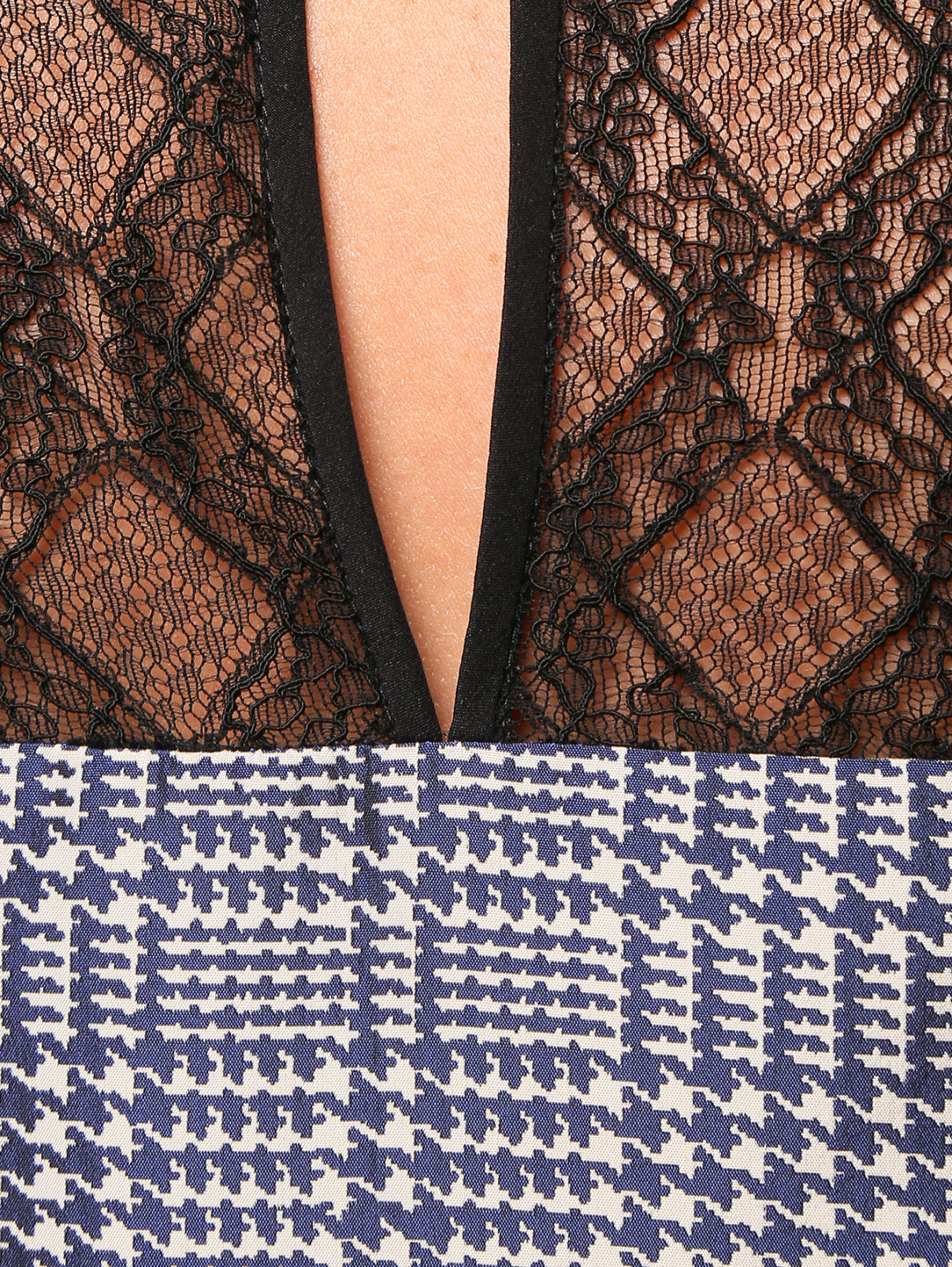 Платье с принтом и вставками из кружева Versace 1969  –  Деталь  – Цвет:  Синий