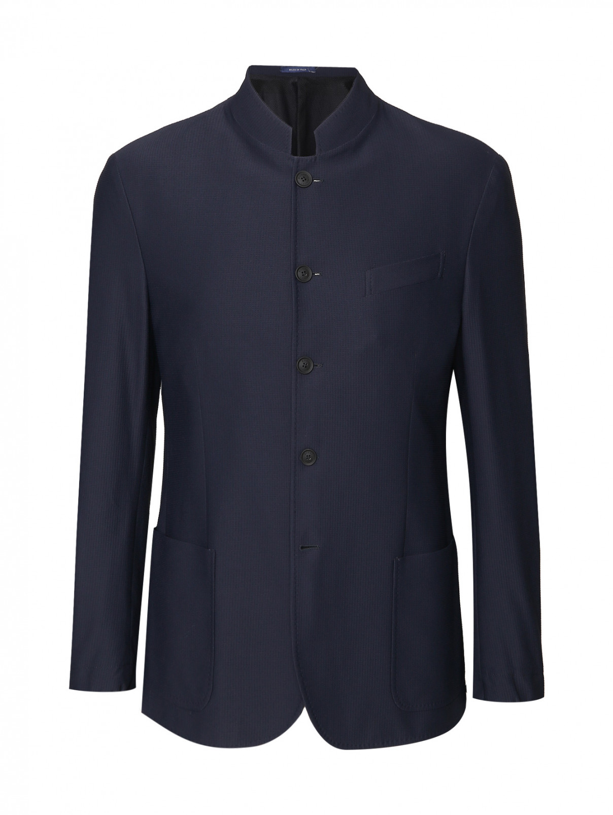 Трикотажный пиджак с карманами Boggi  –  Общий вид  – Цвет:  Синий
