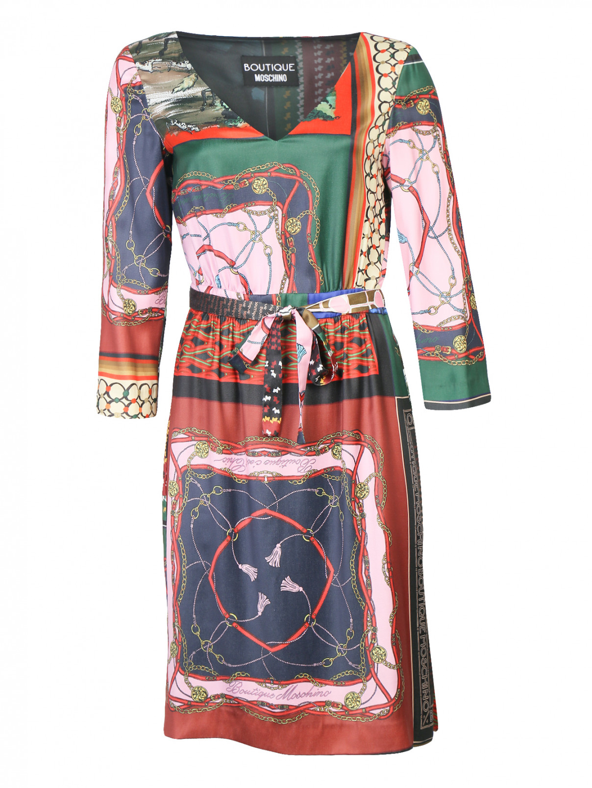 Платье-миди с узором Moschino Boutique  –  Общий вид  – Цвет:  Узор