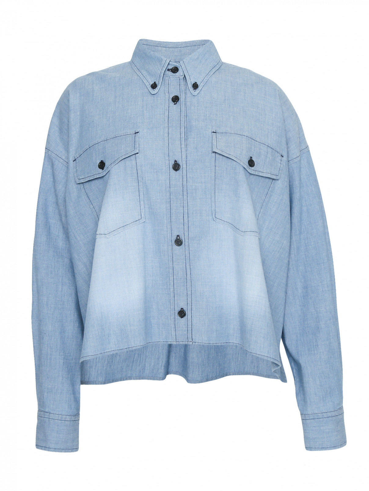 Рубашка из хлопка с контрастной отделкой Isabel Marant  –  Общий вид  – Цвет:  Синий