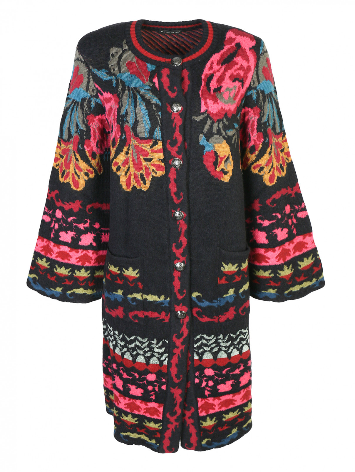 Трикотажное пальто из смешанной шерсти с узором Etro  –  Общий вид  – Цвет:  Узор