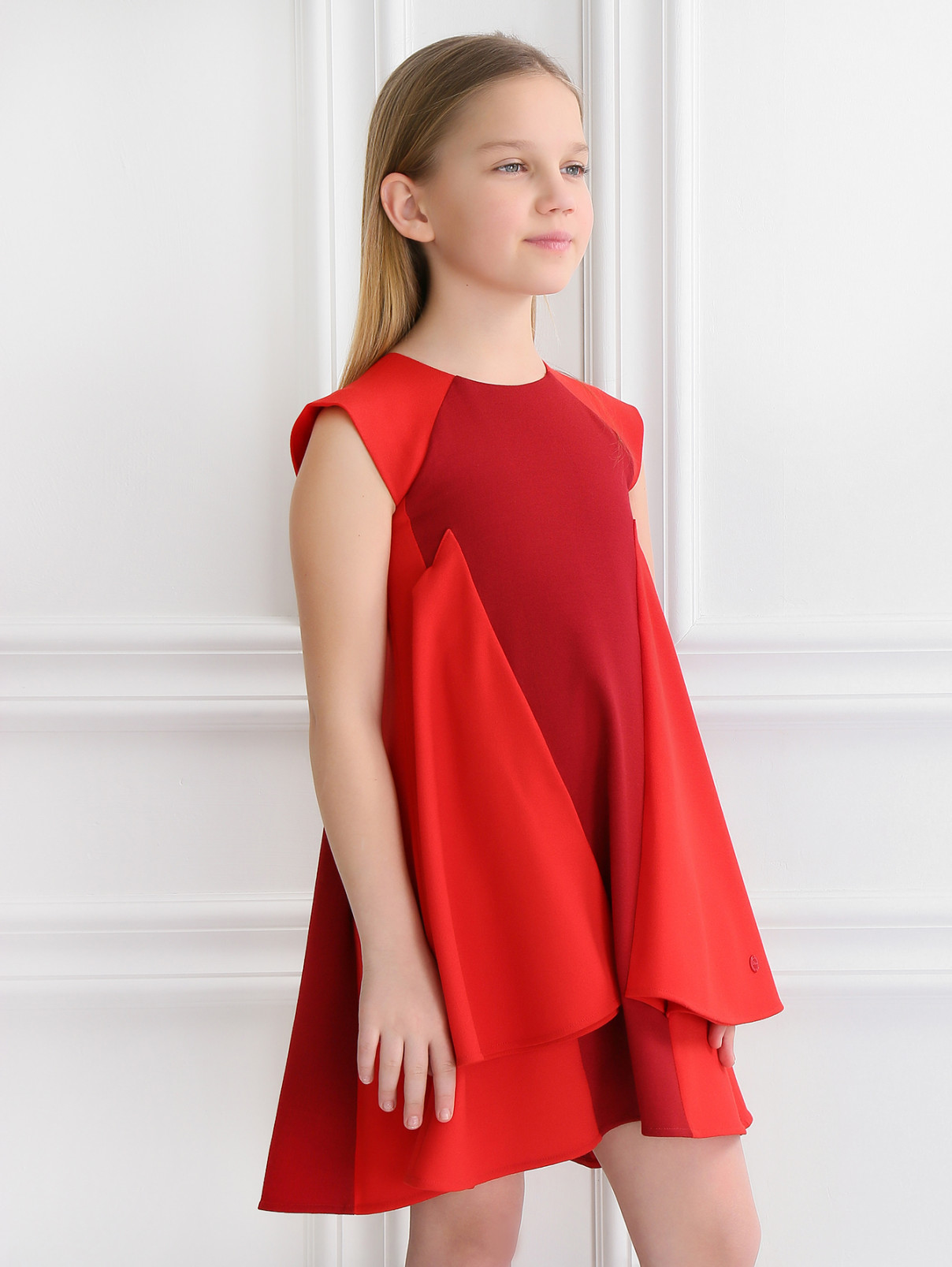 Платье с контрастными вставками Baby Dior  –  Модель Верх-Низ  – Цвет:  Красный