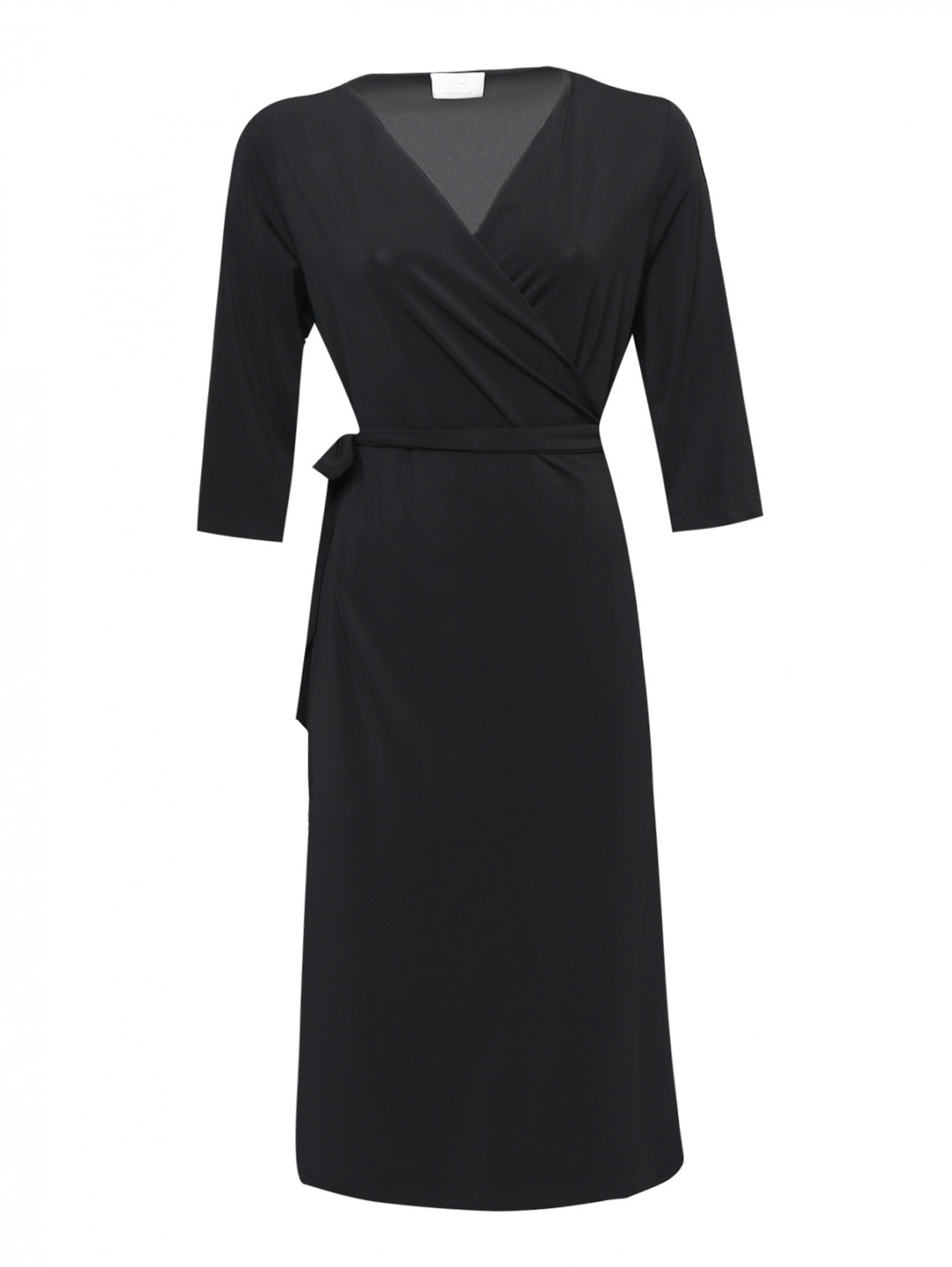 Платье с запахом из эластичного материала Marina Rinaldi  –  Общий вид  – Цвет:  Черный