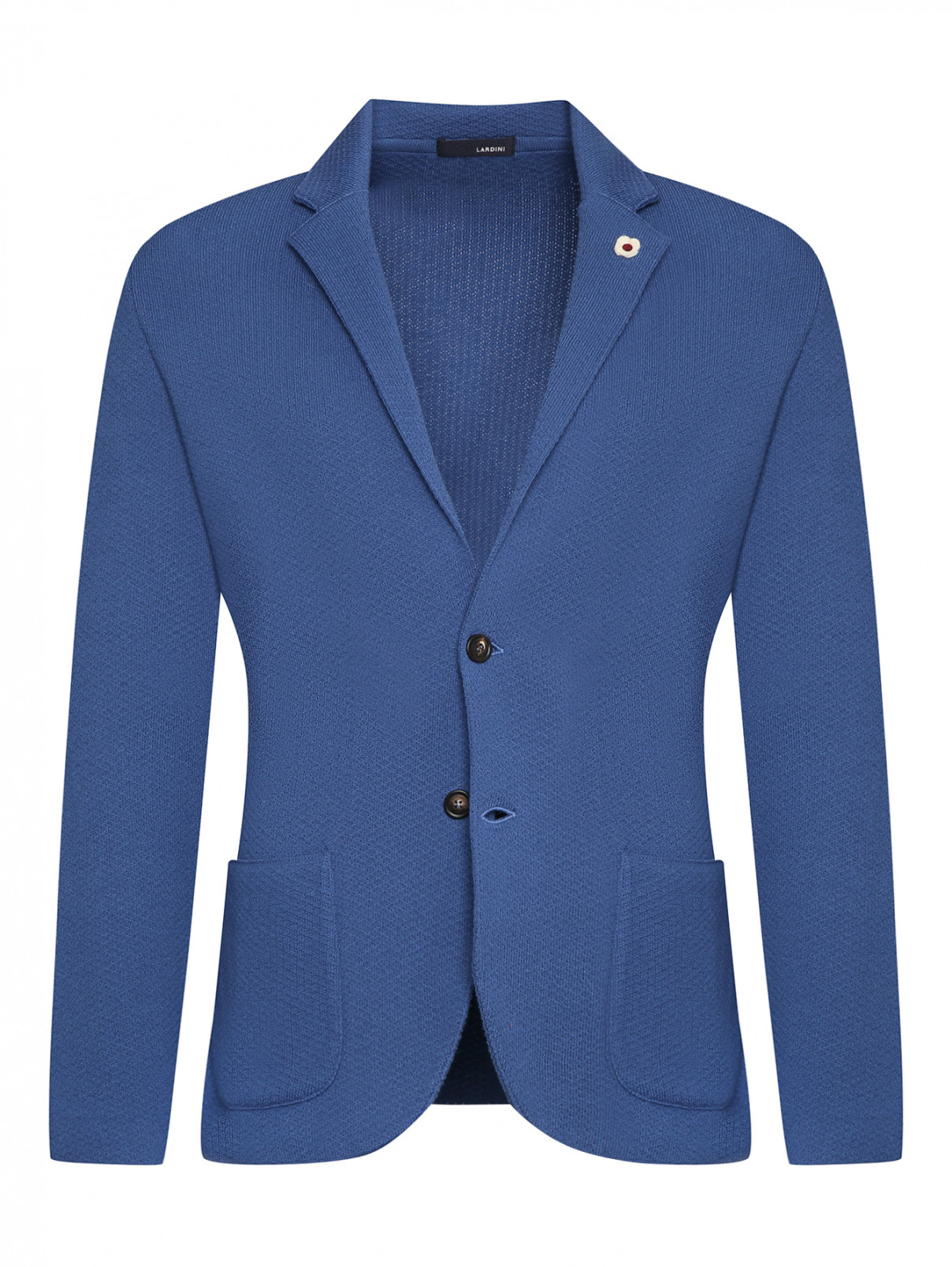 Пиджак из хлопка с карманами LARDINI  –  Общий вид  – Цвет:  Синий
