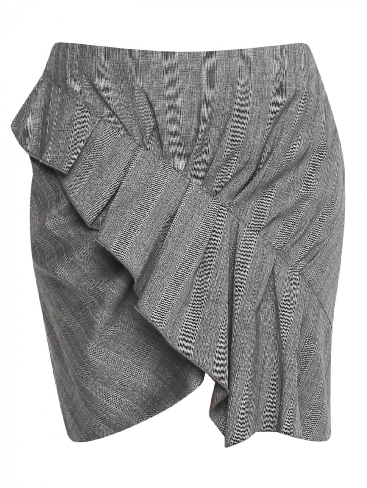 Юбка-мини из шерсти с драпировкой Isabel Marant  –  Общий вид  – Цвет:  Серый