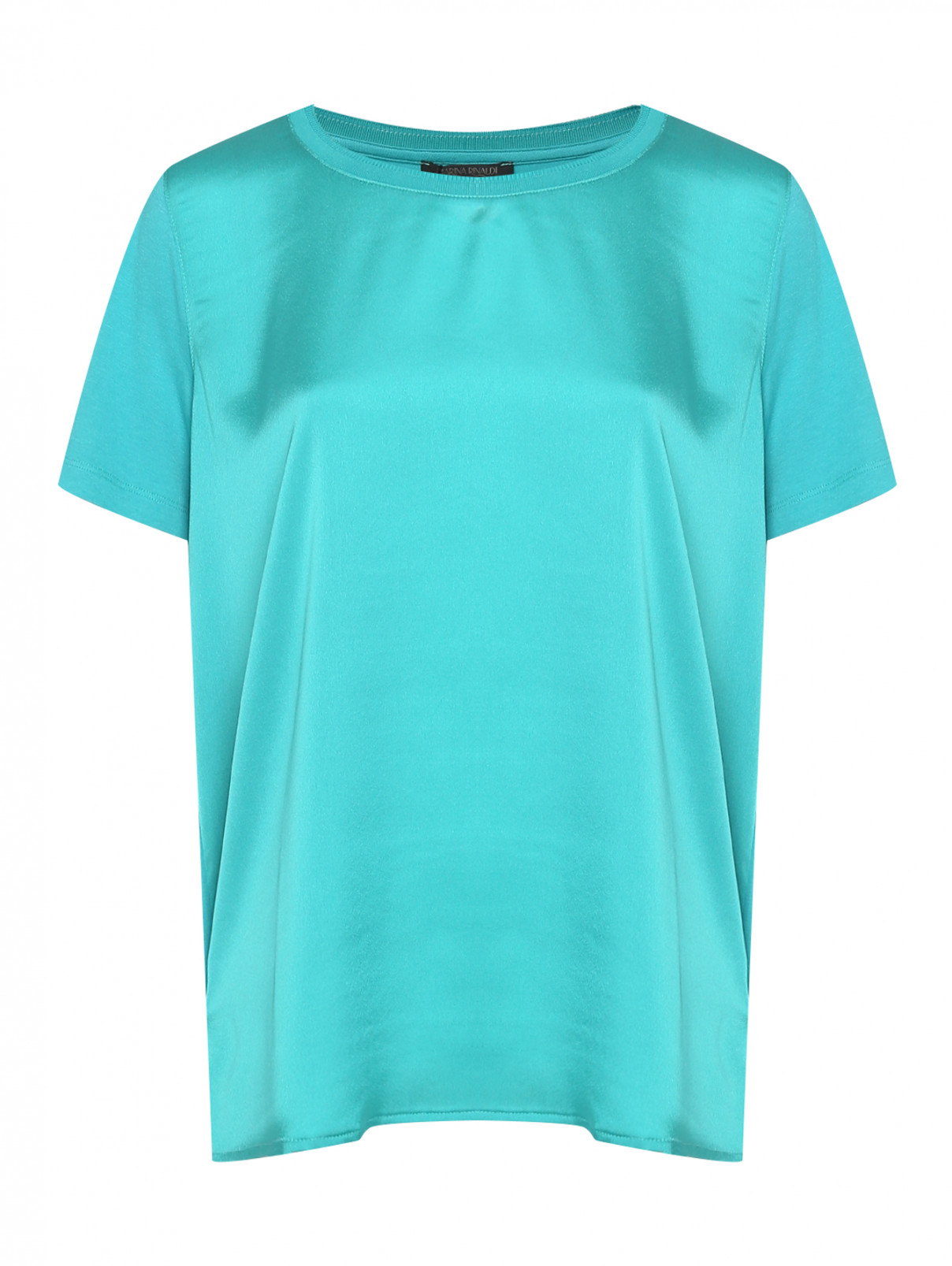 Трикотажная однотонная  футболка Marina Rinaldi  –  Общий вид  – Цвет:  Зеленый