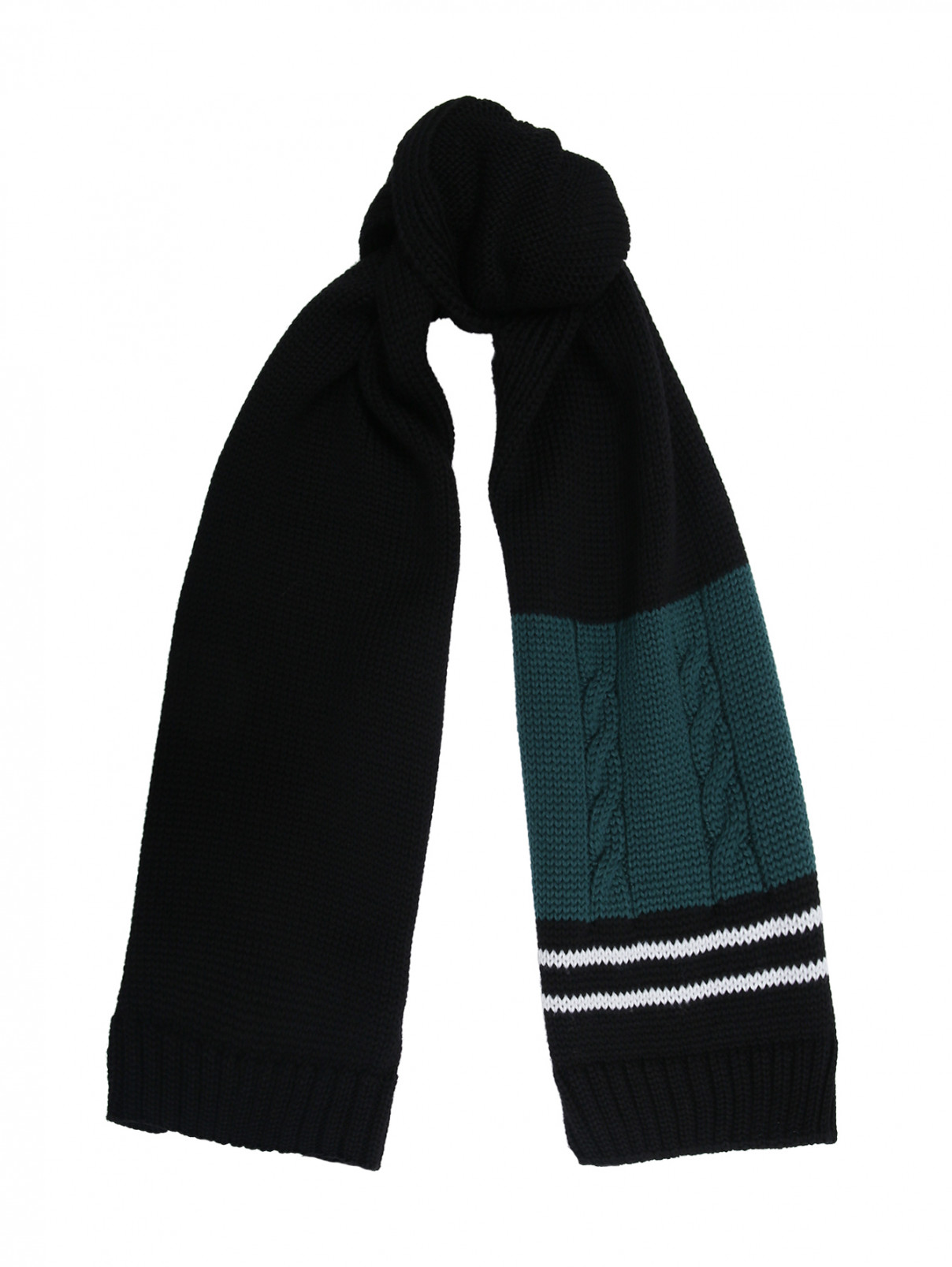 Шерстяной шарф с узором Catya  –  Общий вид  – Цвет:  Черный
