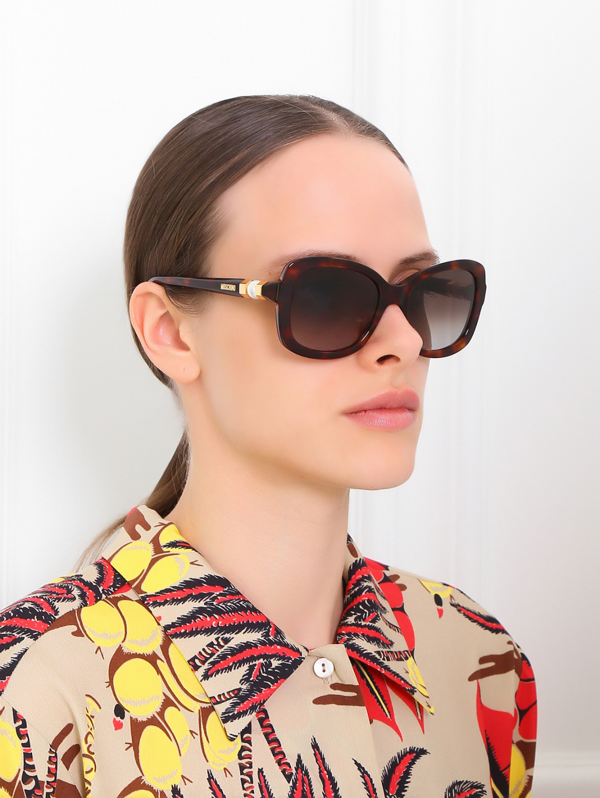 Солнцезащитные очки в пластиковой оправе с узором Moschino  –  Модель Общий вид  – Цвет:  Узор