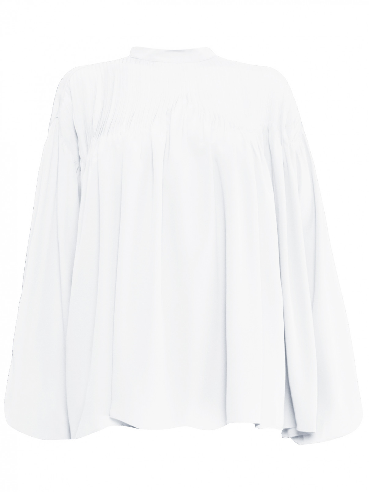 Блуза из смешанного шелка свободного кроя N21  –  Общий вид  – Цвет:  Белый