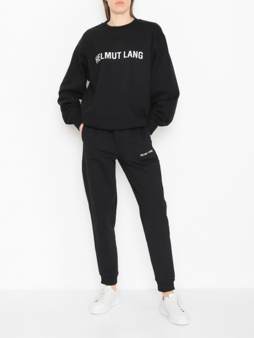 Трикотажные брюки с логотипом Helmut Lang - МодельОбщийВид