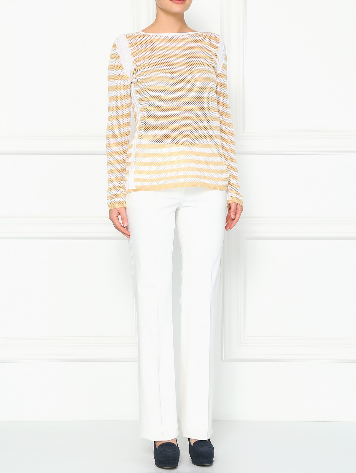 Свободные брюки из хлопка Max Mara  –  Модель Общий вид  – Цвет:  Белый