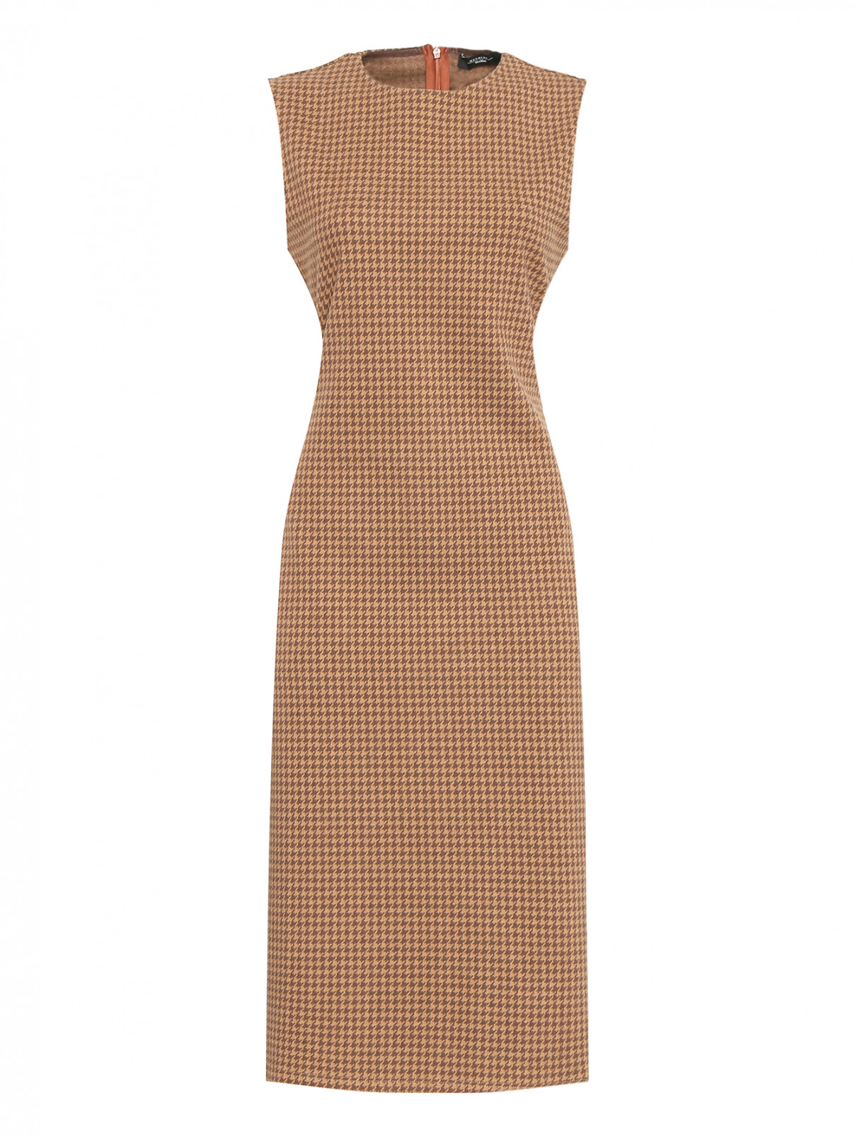 Платье-миди с узором "Клетка" Weekend Max Mara  –  Общий вид  – Цвет:  Коричневый